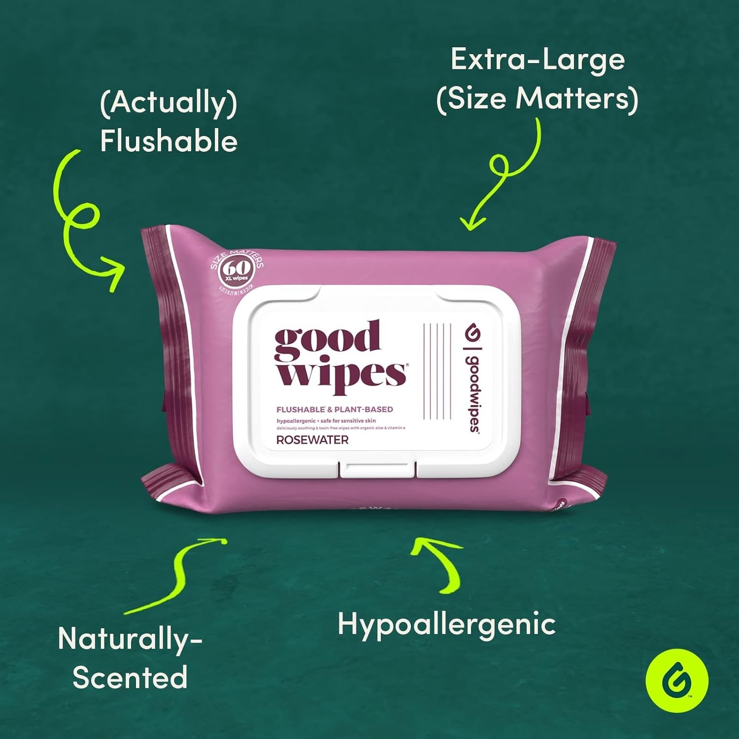 Gentle Aloe & Vitamin E Flushable Wipes – 60 Count Lavender-Scented for Hygiene