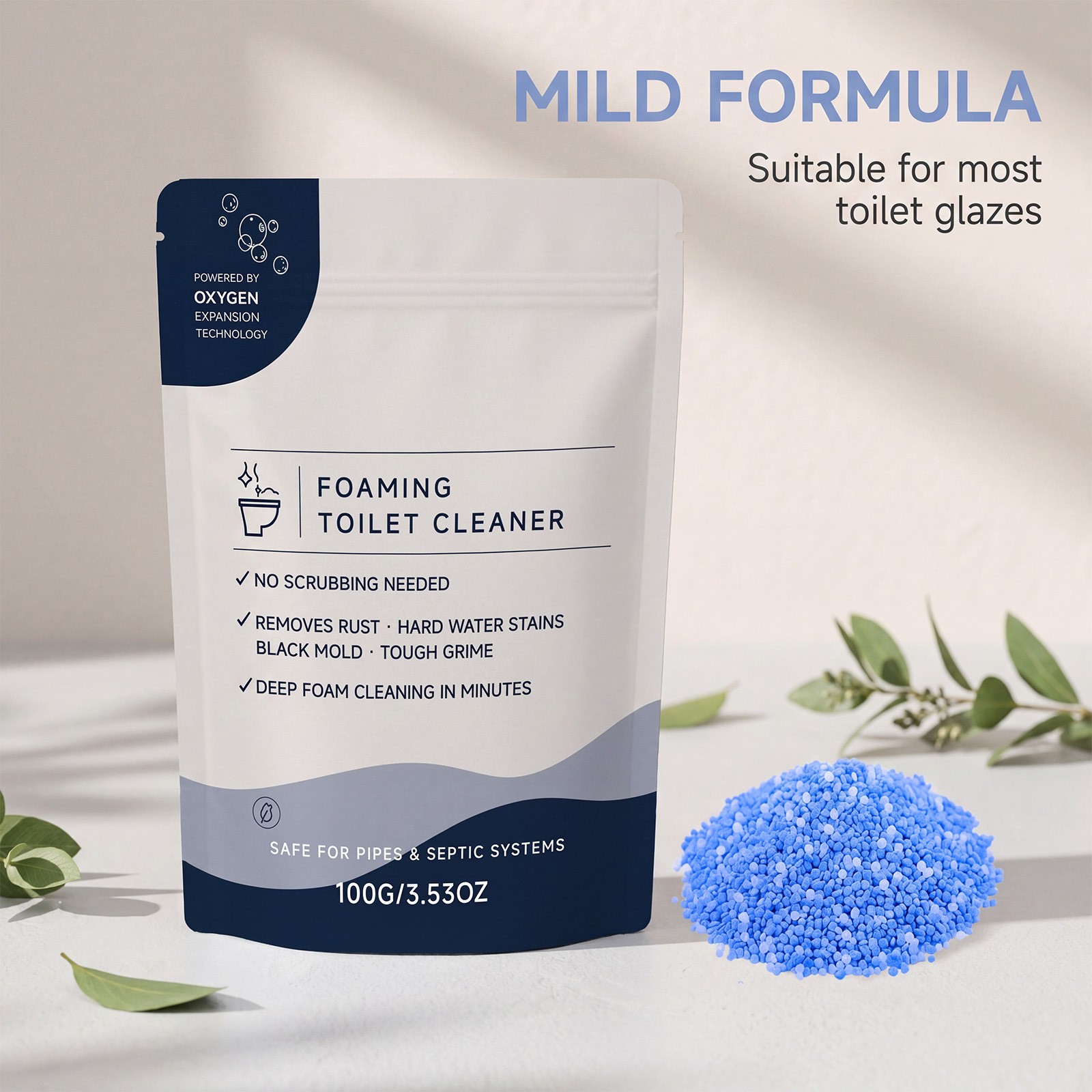 Foaming Toilet Bowl Cleaner – Oxygen Foam Formula for Cleaning Stain Removal