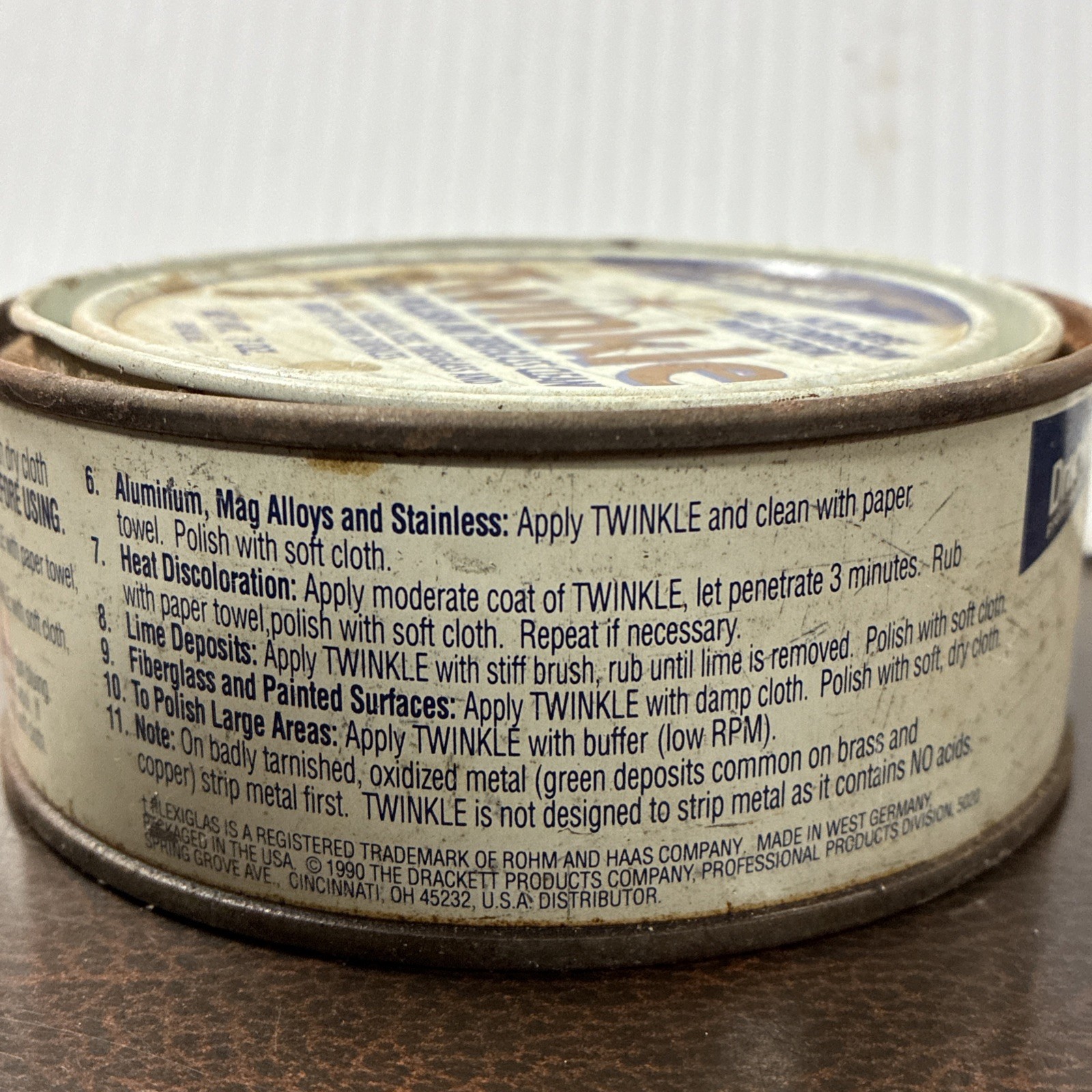 VTG 1990 DRACKETT Twinkle Metal Polish and Fiberglass Cleaner 7oz.- No.165Z- USA