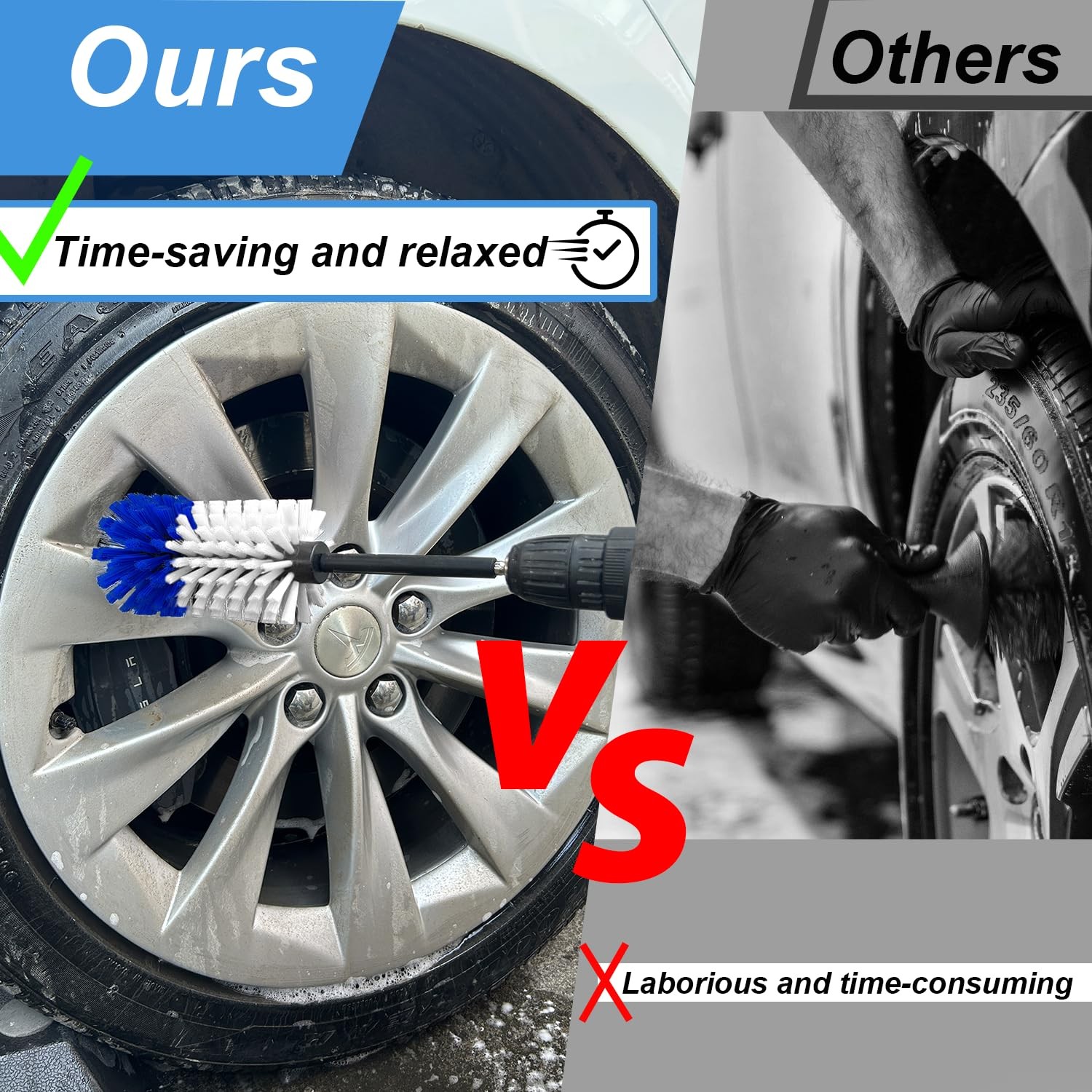 “Soft Drill Wheel Brush Kit for Rims, Tires, Engines – 2-Piece Cleaning Set”