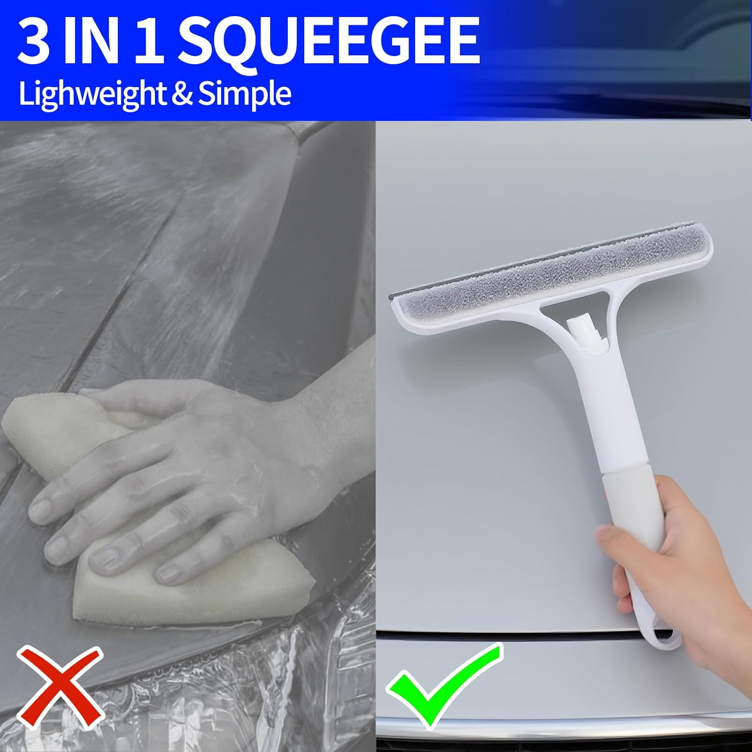 3 in 1 Squeegee for Shower Glass, Window Squeegee with Sprayer 3 in 1 WindowS…