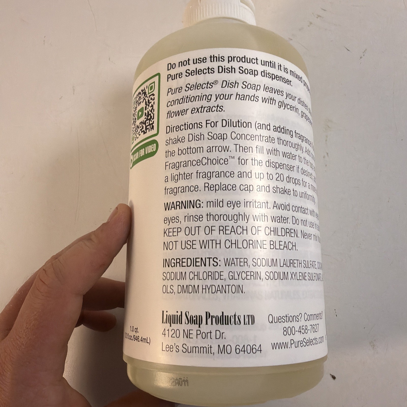 NEW 1QT NEW PURE SELECTS PLATINUM Liquid Dish Soap Concentrate NATURAL 8 Quarts
