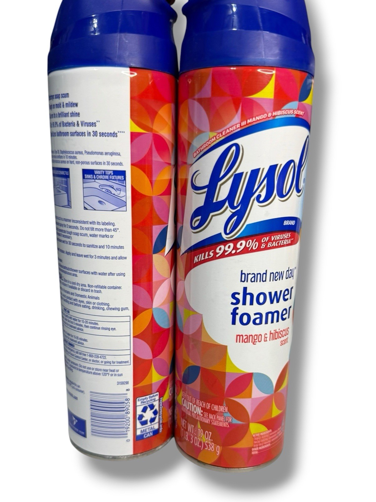 2 x Lysol Brand New Day Mango Hibiscus Scent Shower Foamer 19oz EA