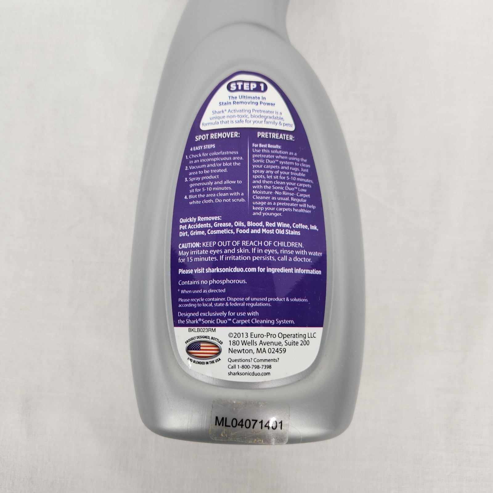 NEW! SEALED! Shark Duo Activating Pretreater Carpet Stain & Odor Remover 23oz.