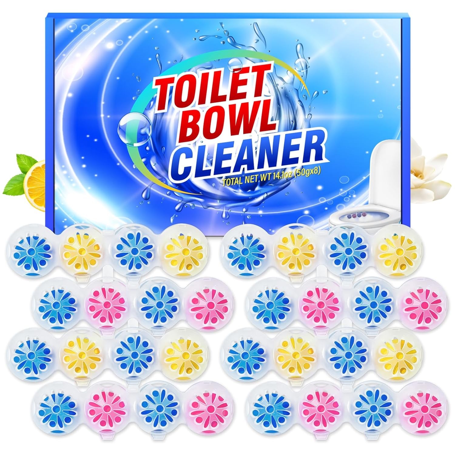 SCENTORINI 4-in-1 Toilet Bowl Cleaner, Rim Hanger Automatic Toilet Bowl Freshene