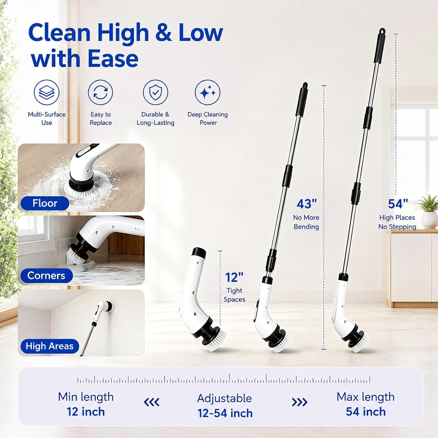 Highyes Electric Spin Scrubber for Bathroom, IPX7 Waterproof Shower Scrubber wit