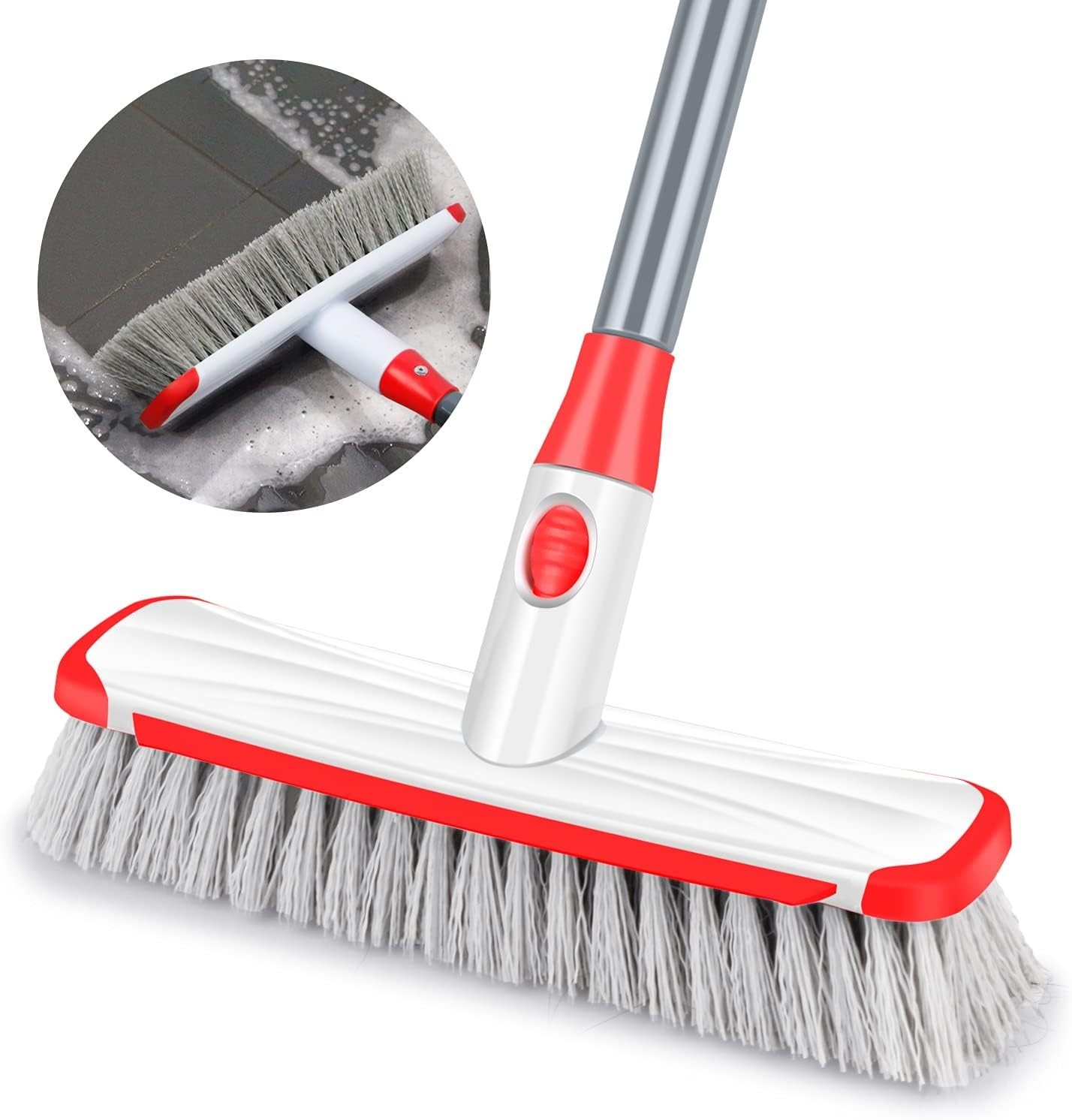 Floor Scrubber with Long Handle, 2 in 1 Scrubbing Brush Stiff Bristle Shower …