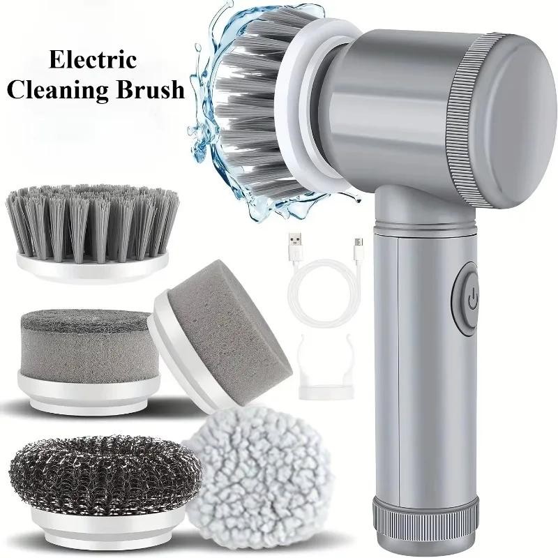 Electric Spin Scrubber Cordless Power Cleaning Brush 5 Replaceable Heads