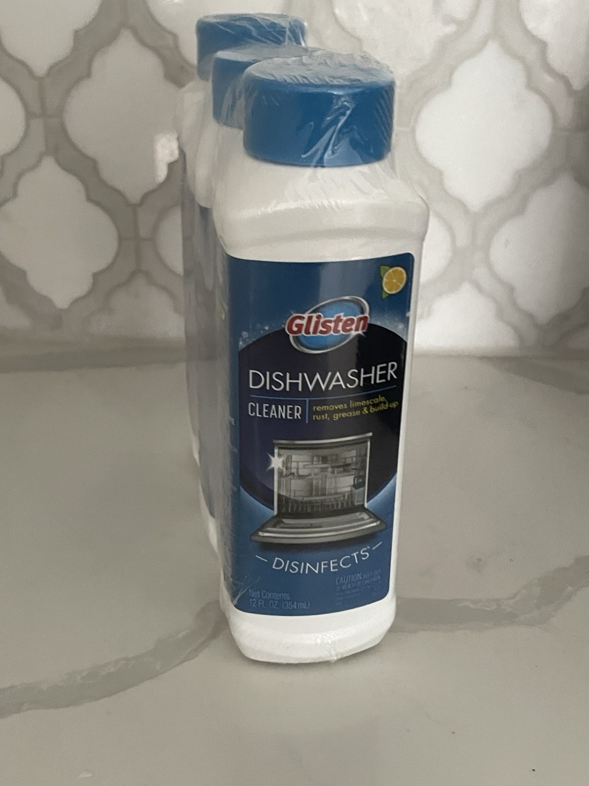Glisten Dishwasher Cleaner Lemon 3 Pack 12 oz – Removes Limescale Rust Grease