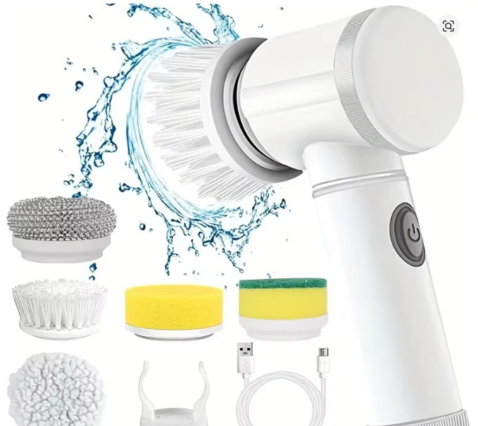 Cordless Electric Spin Scrubber Bathroom Cleaning Brush 5 Heads Power Scrubber