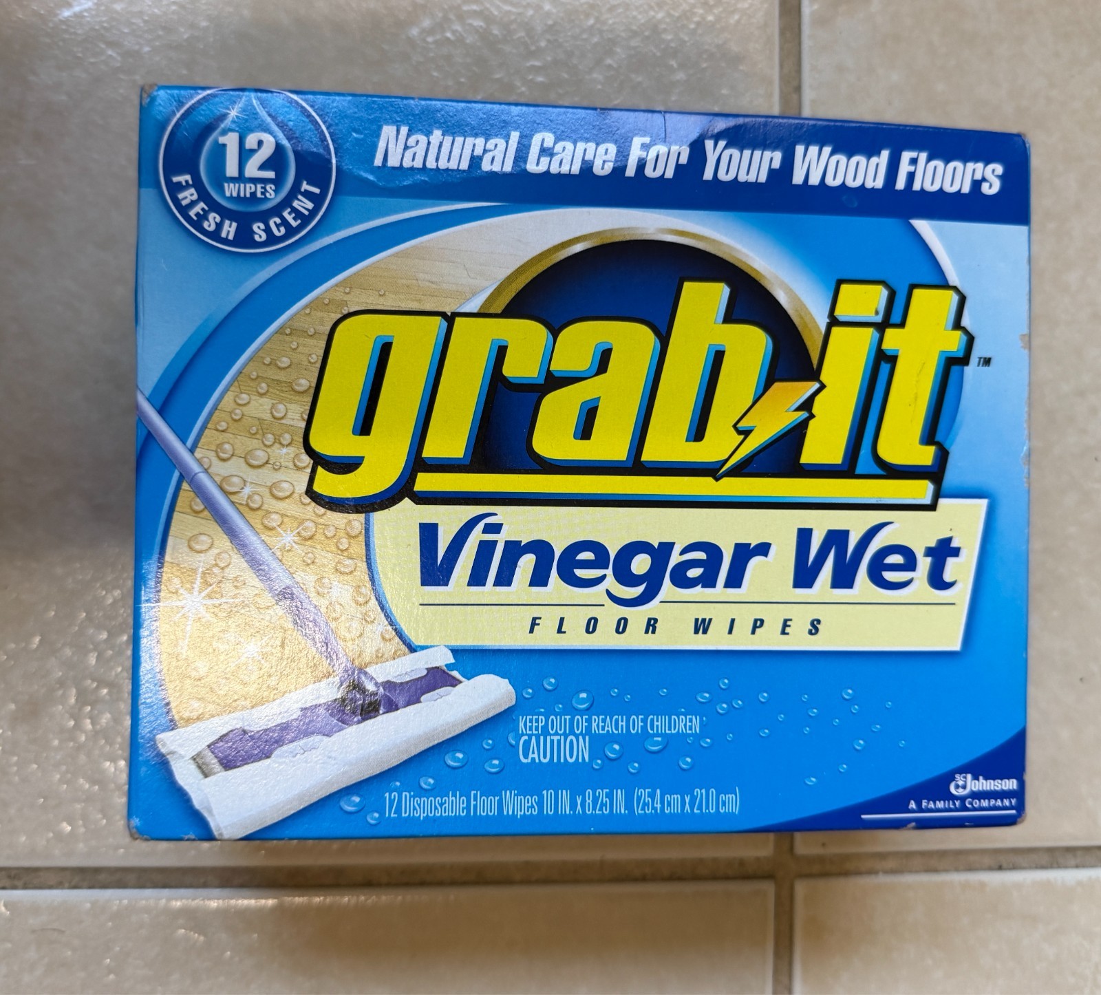 Pledge Grab It Vinegar Wet Floor Wipes Box of 12 Discontinued Natural Care Wood