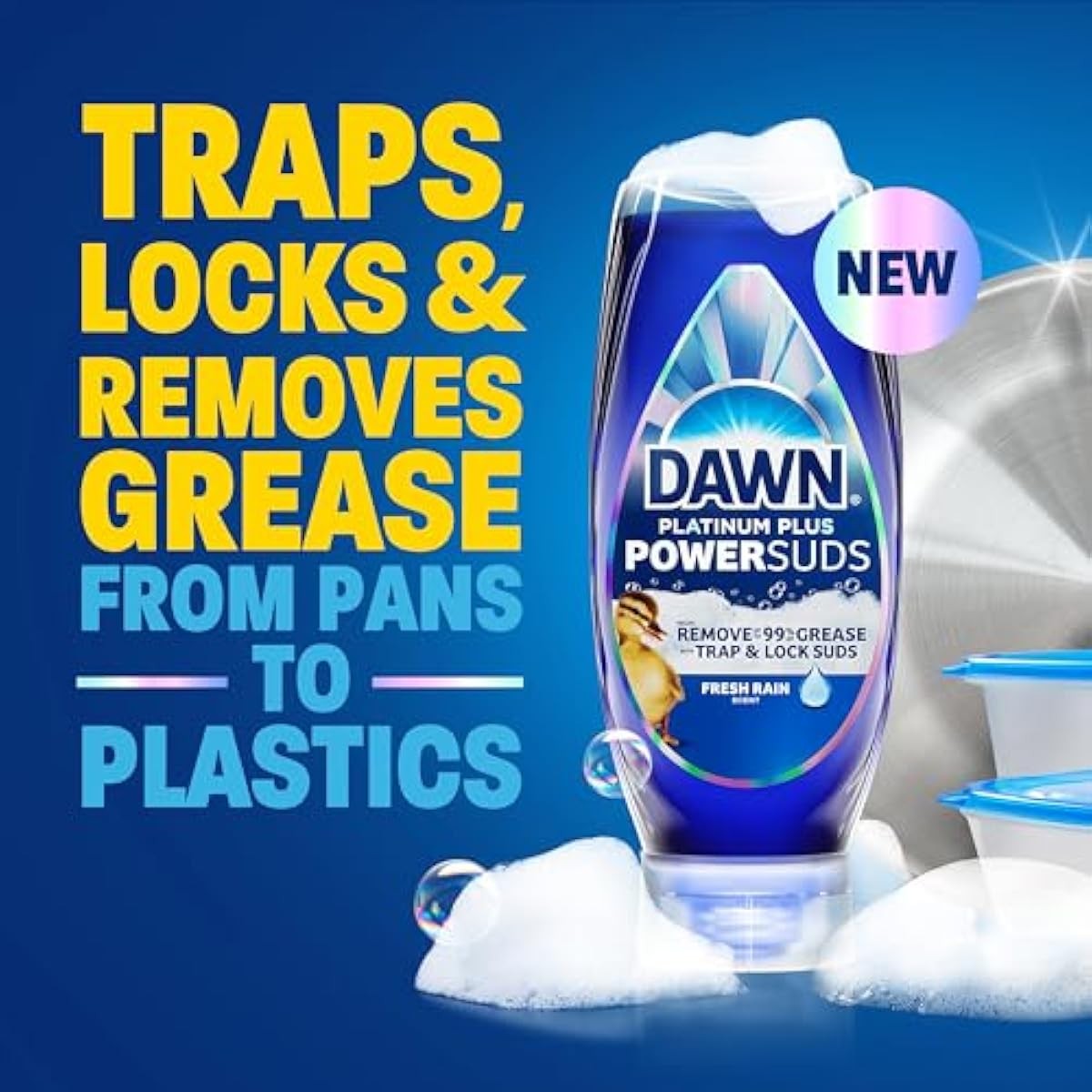 Dawn Platinum Plus PowerSuds Liquid Dish Soap, 17.4 oz. EZ-Squeeze Bottle