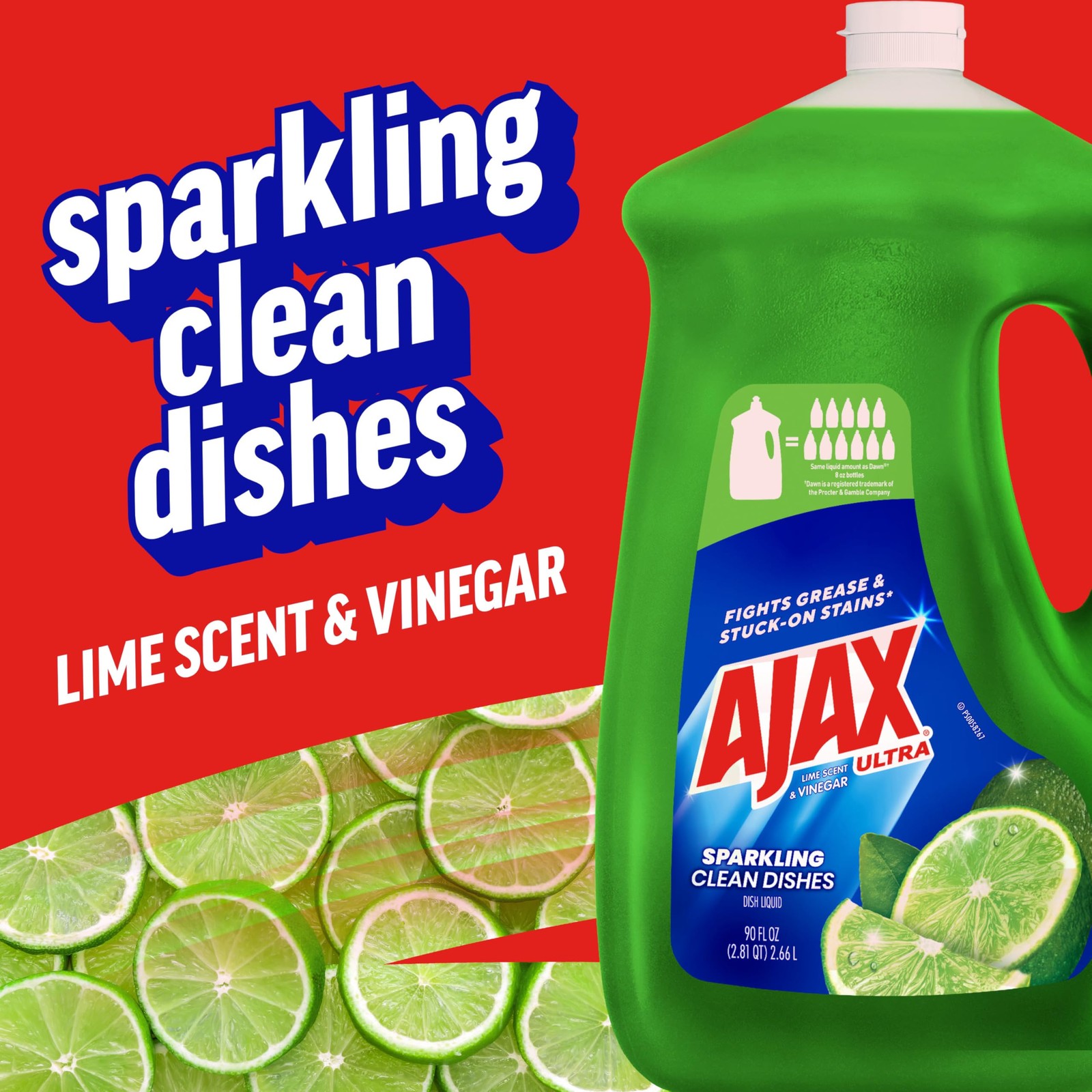 Ultra Liquid Dish Soap Vinegar and Lime Scent, Sparkling Clean Dishes, 90 fl …