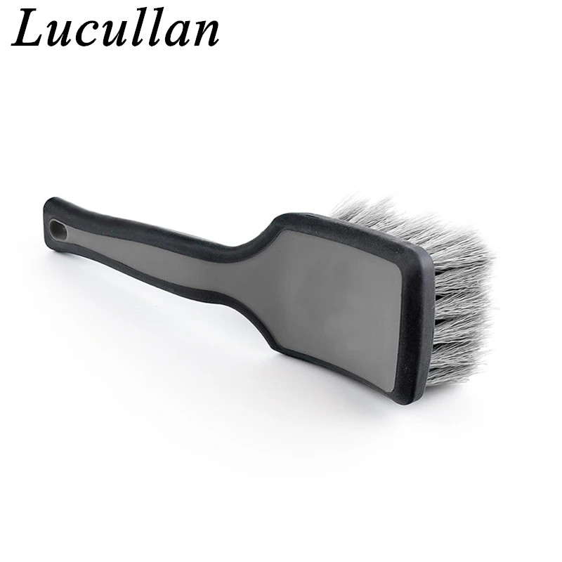 Lucullan Car Wheel Tire Detailing Brush Rubber Handle Scratch-Free Medium Stiff