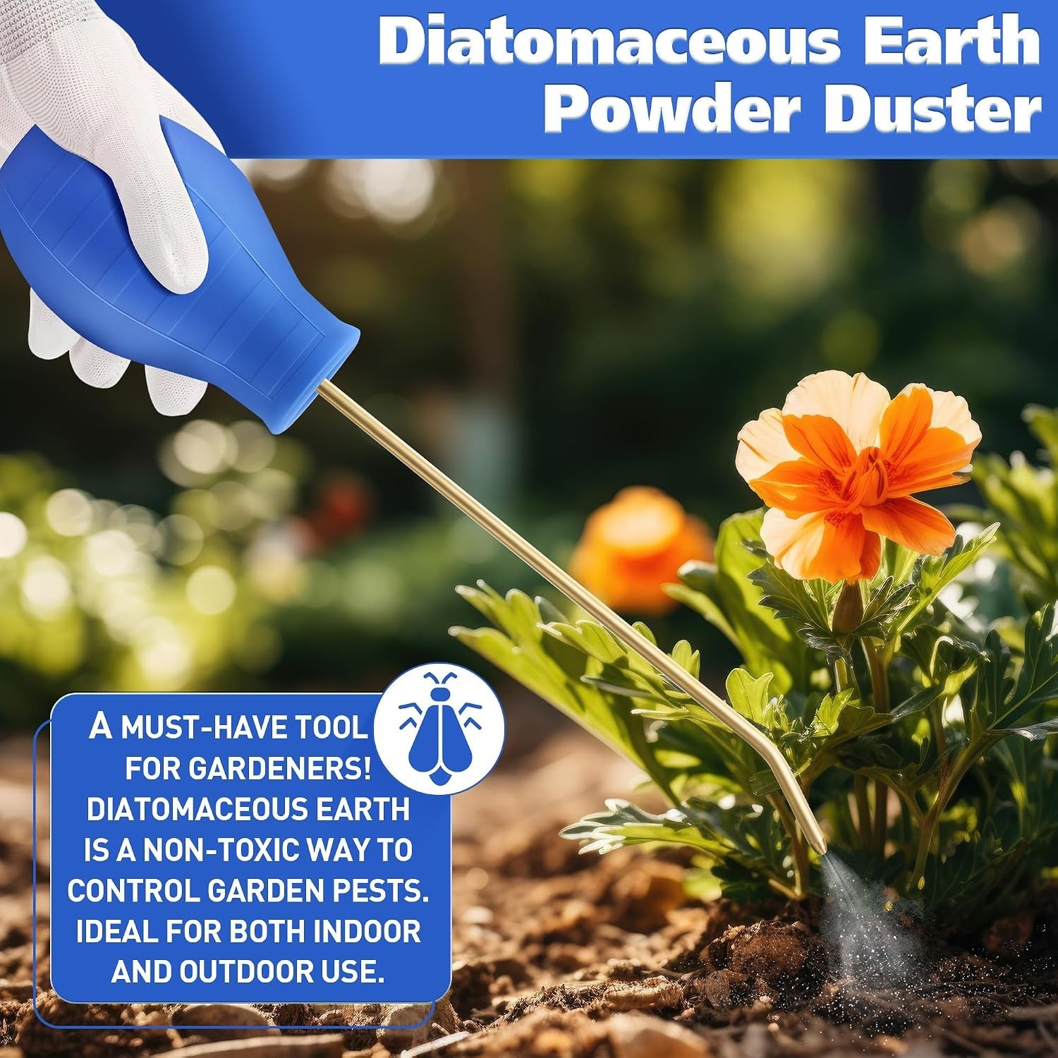 Diatomaceous Earth Powder Duster – Blue Sprayer Kit