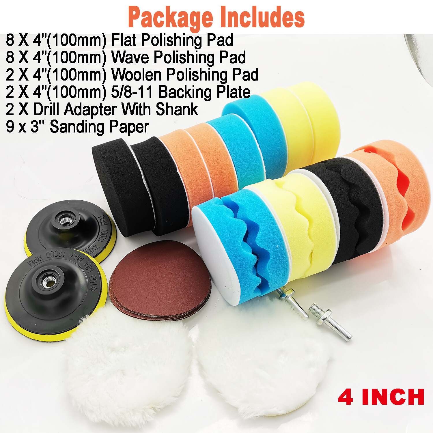 31PCS Foam Drill Polishing Pads Kit Car Hub Waxing Buffing Wheel Polisher 3/4/5″