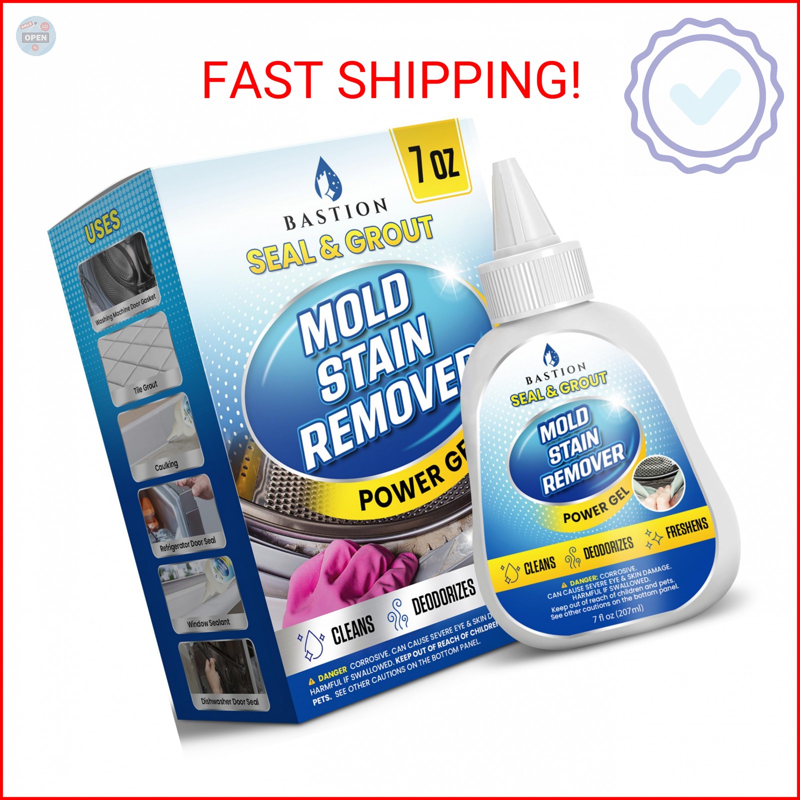 Bastion Mold Stain Remover Power Gel Cleaner Heavy Duty Cleaning Solution for Fr