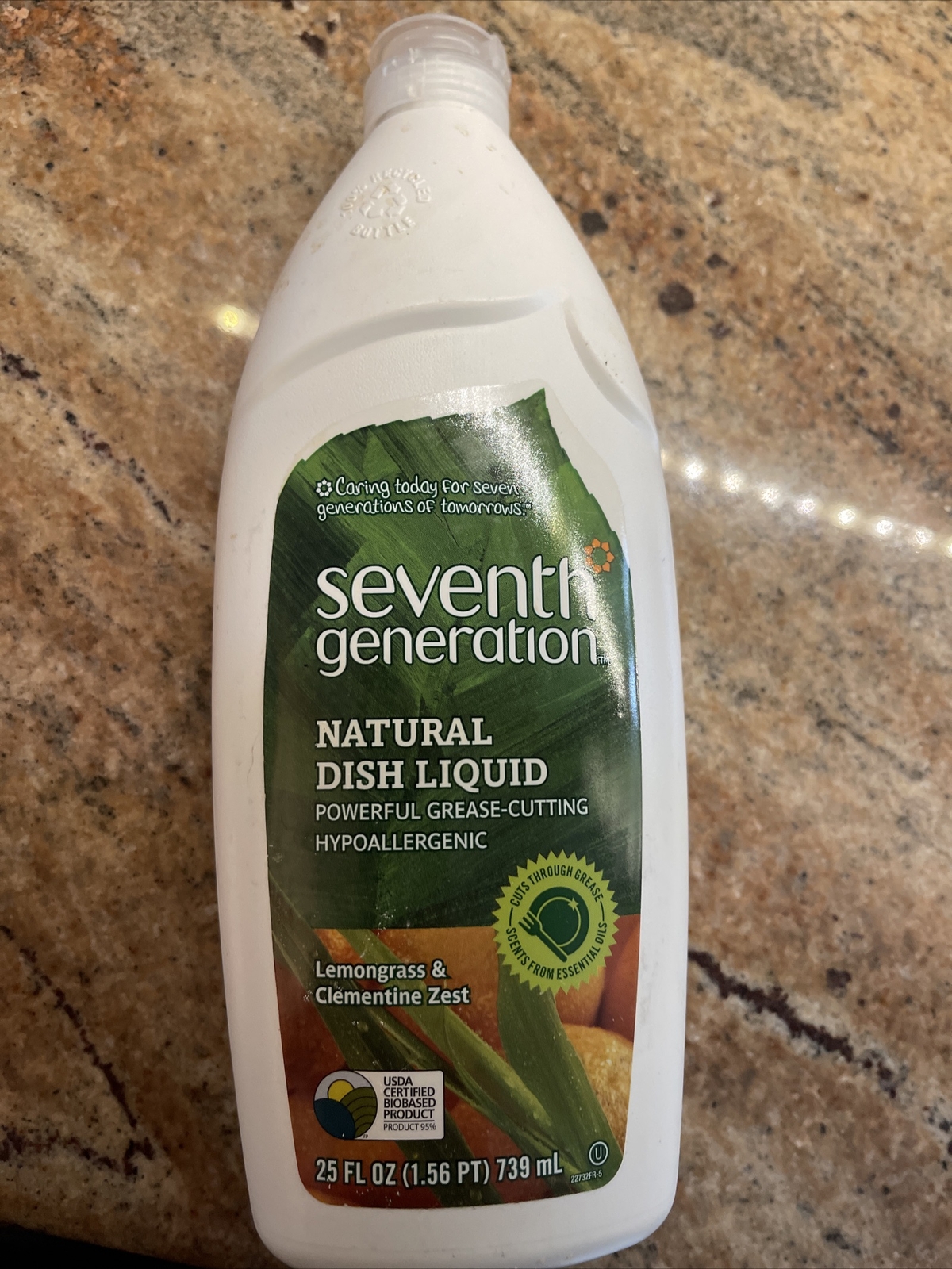 Seventh Generation Dish Liquid Soap, Clementine Zest and Lemongrass Scent, 25 Oz