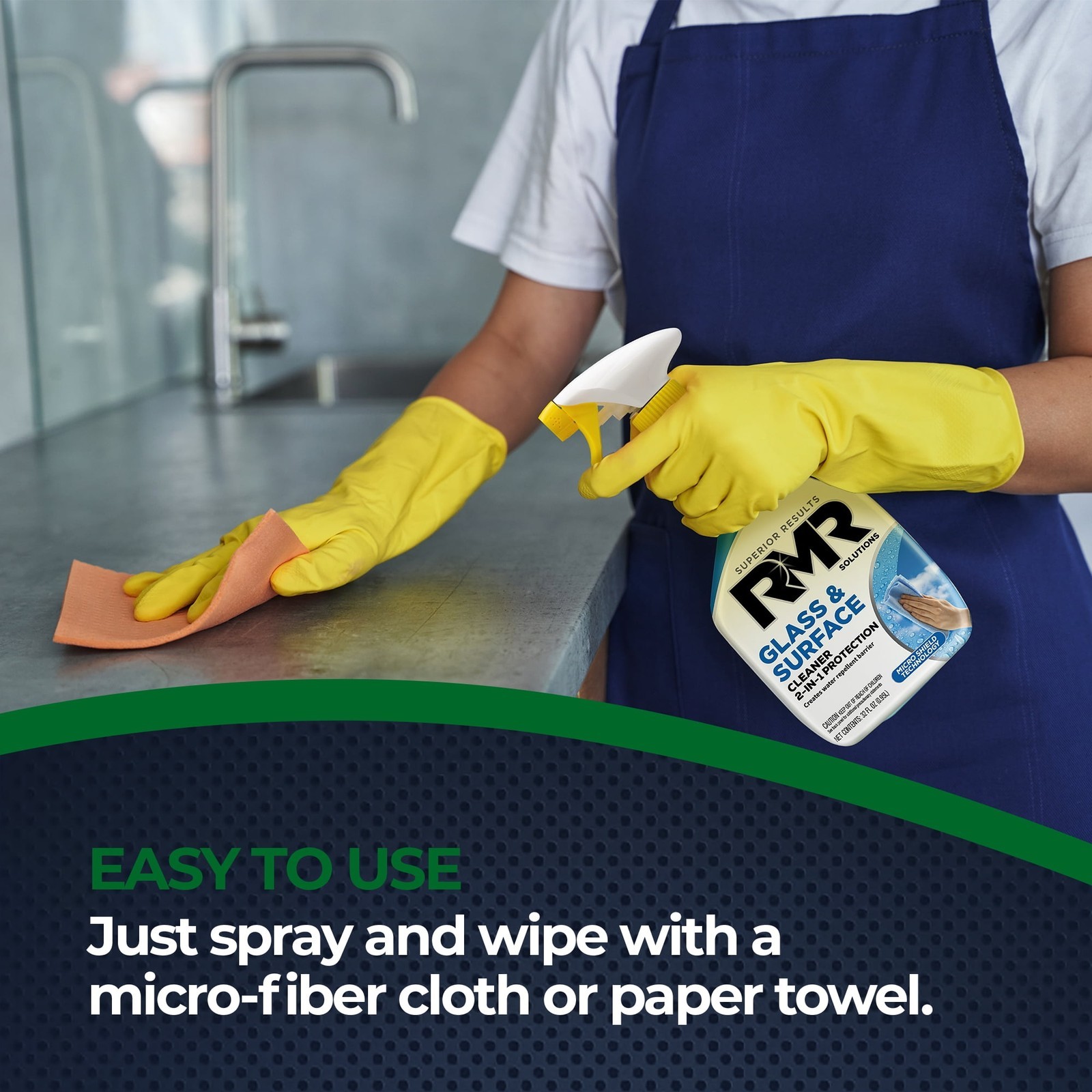 RMR Glass Surface Cleaner Repellent 2 in 1 Formula 32 Ounce Spray Cleaner