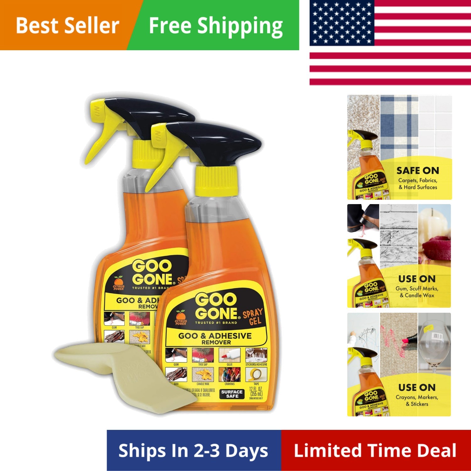 Adhesive Remover Spray Gel, Removes Chewing Gum, Grease, Tar, Stickers, Label…
