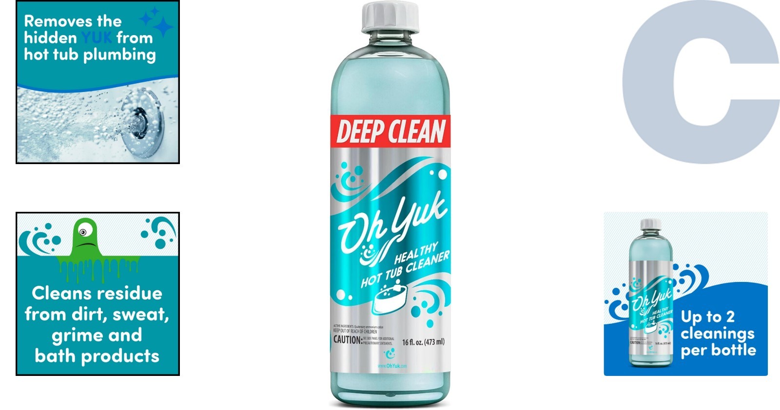 Healthy Hot Tub Cleaner – 16oz Deep Cleaning Formula for Crystal Clear Spa Water