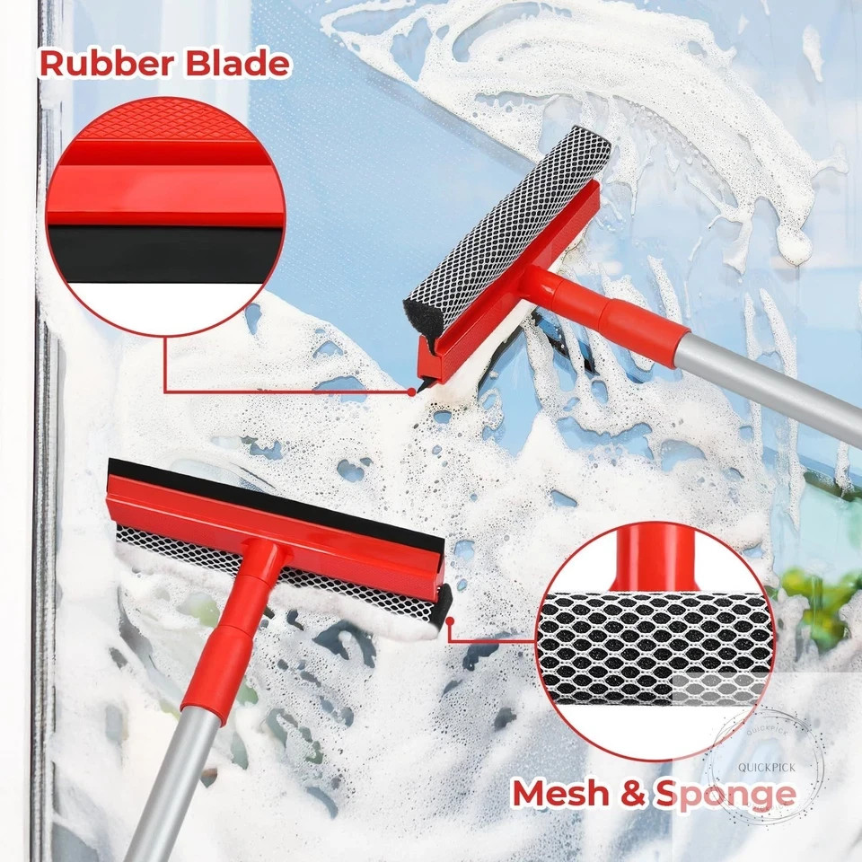 Windshield Cleaner Tool 2 in 1 Car Window Squeegee with Extendable Handle (18″-