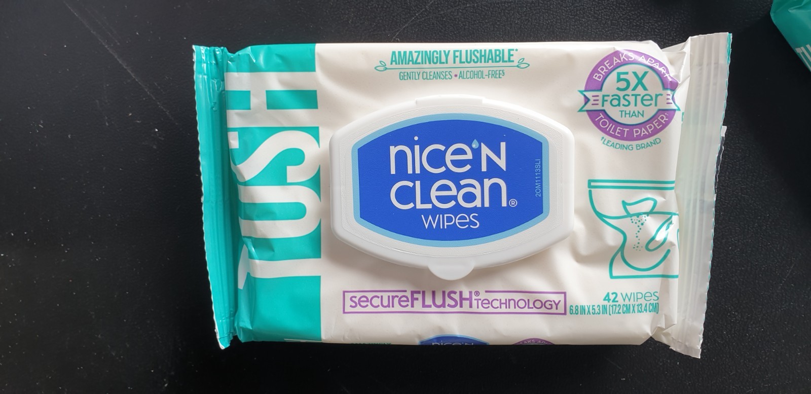 Nice ‘N Clean Flushable Wipes Gently Cleanses Flush Technology 5-Pack Of 42