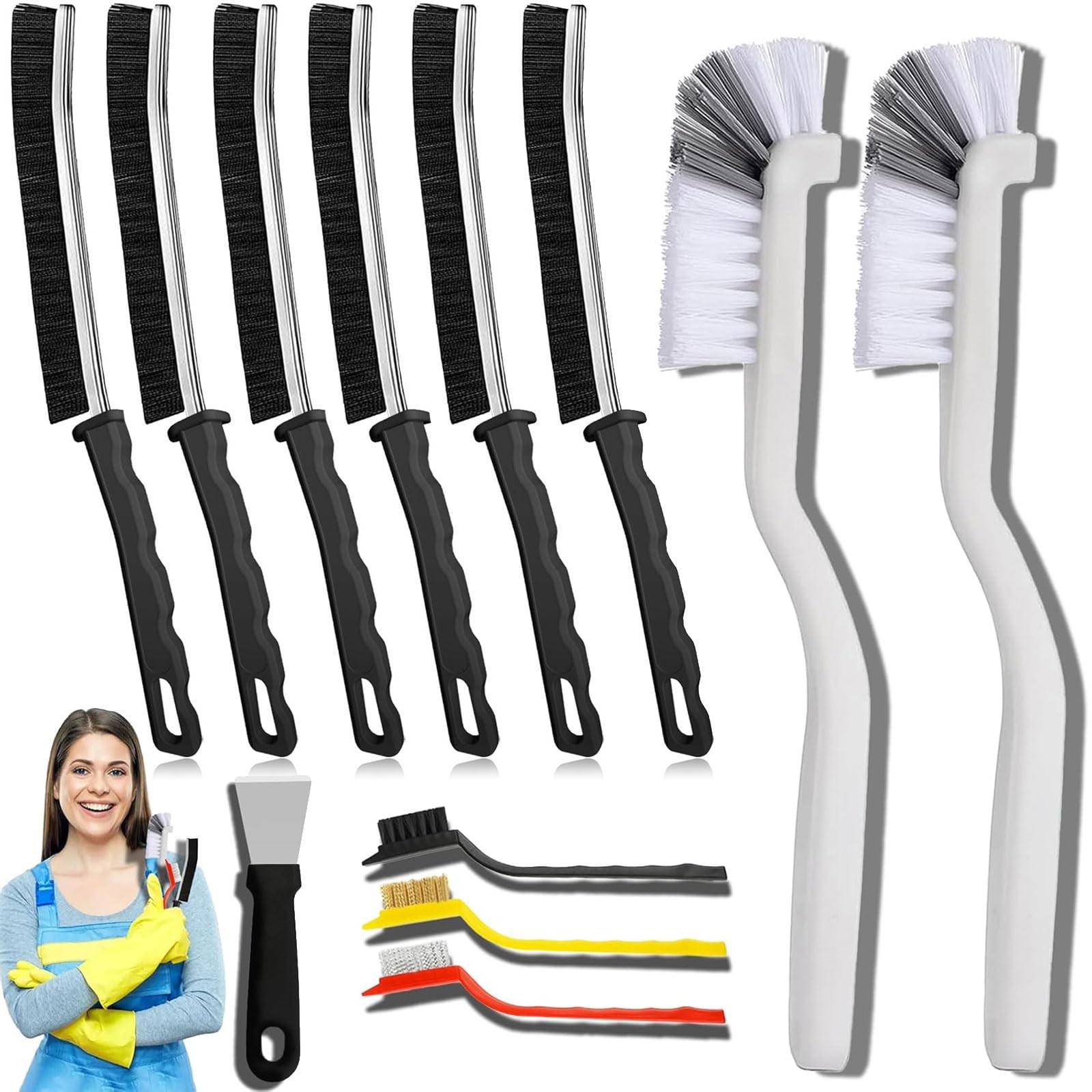 12Pcs Crevice Cleaning Brush Set,Hard Bristle Cleaning Supplies for Kitchen, …