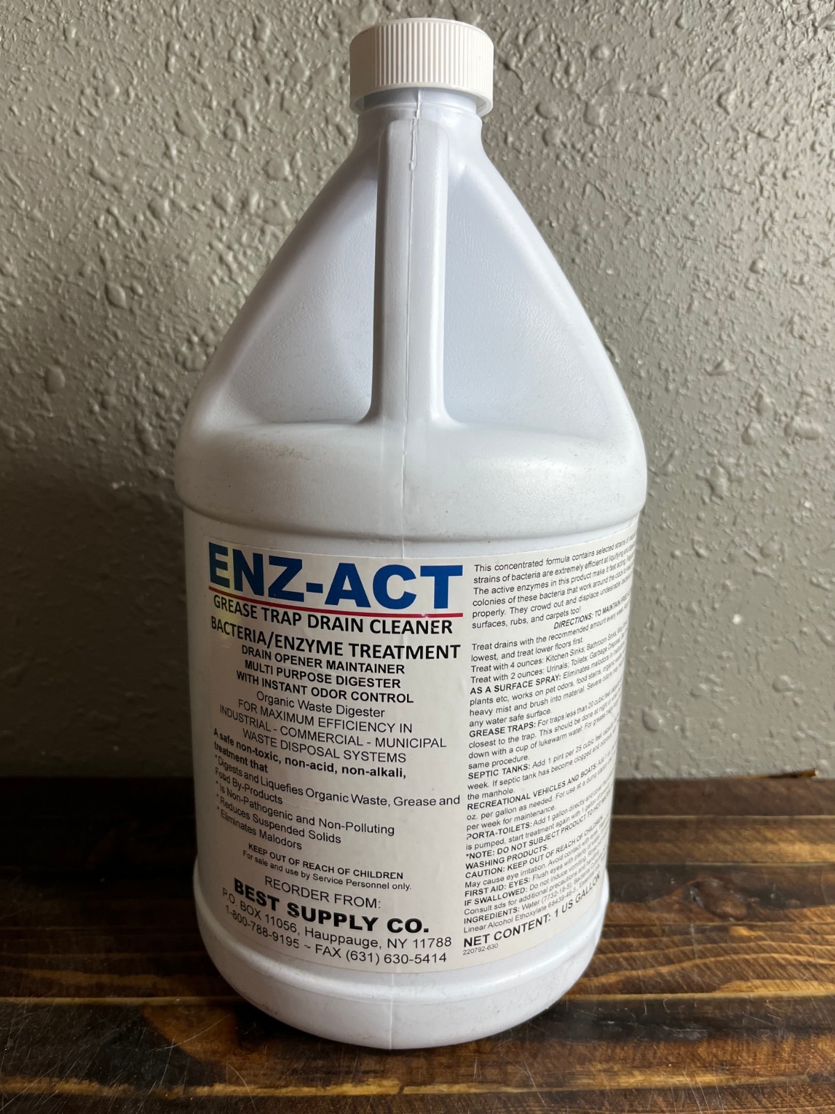 ENZ-ACT Grease Trap Drain Cleaner 1 Gallon Bacteria Enzyme Treatment Best Supply
