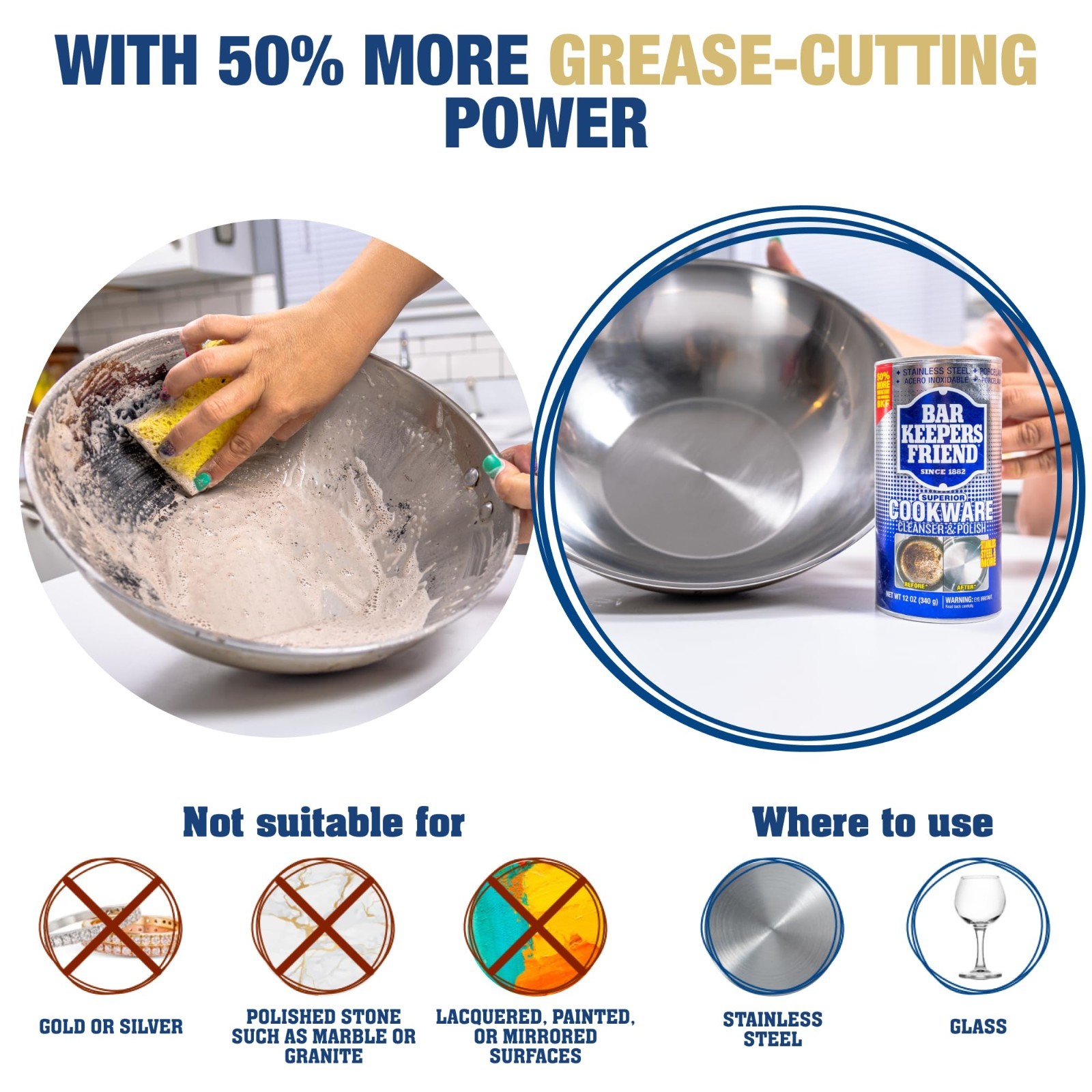 Cookware Cleaner & Polish – 2 x 12 oz Stainless Steel Degreaser for Pots, Pans,