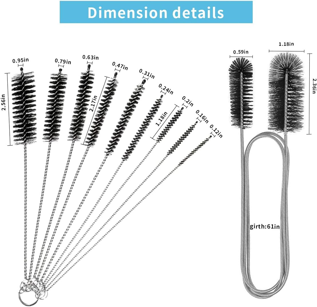 10PCS Flexible Drain Brush Straw Cleaner Brush Set,Pipe Cleaners Brush,61Inch St
