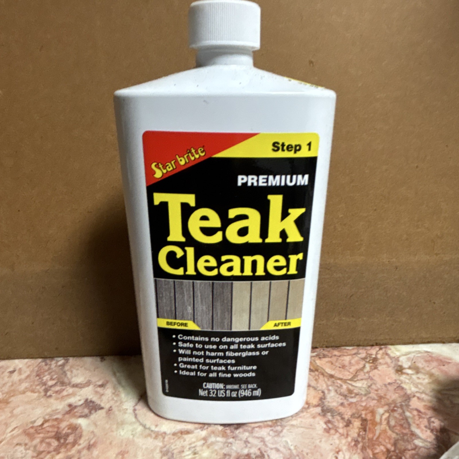 Star brite Premium Teak Cleaner Step 1 No Dangerous Acids 32 fl oz 81432