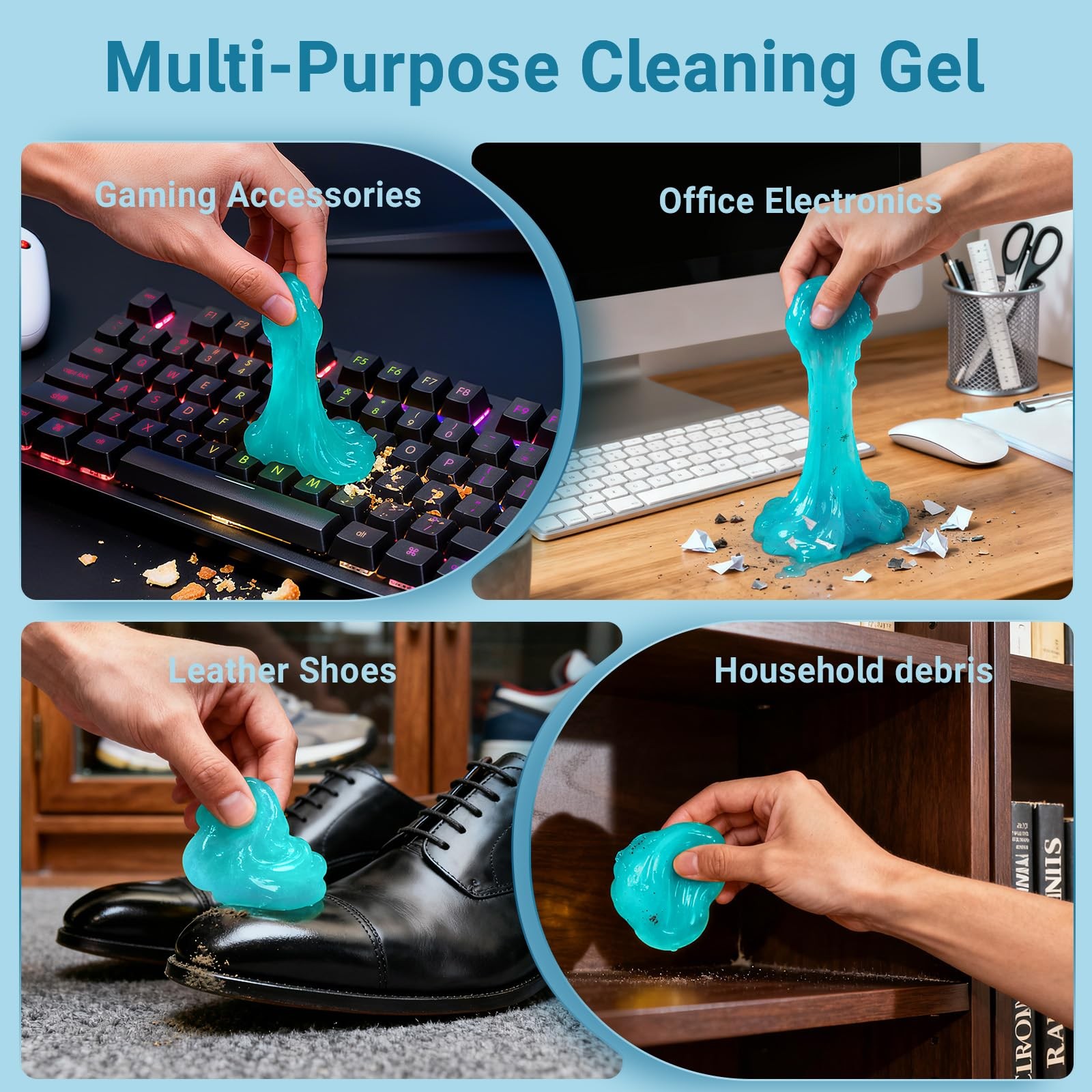 Car Cleaning Gel – 4 Pack Reusable Slime for Interior, Vents, Keyboards, and