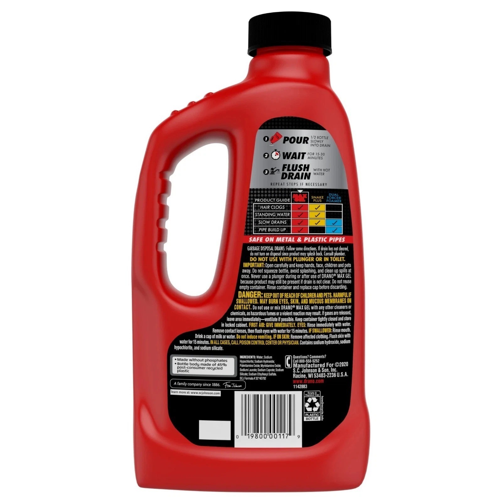 Drano Max Gel Drain Clog Remover and Cleaner for Shower or Sink Drains, Unclogs