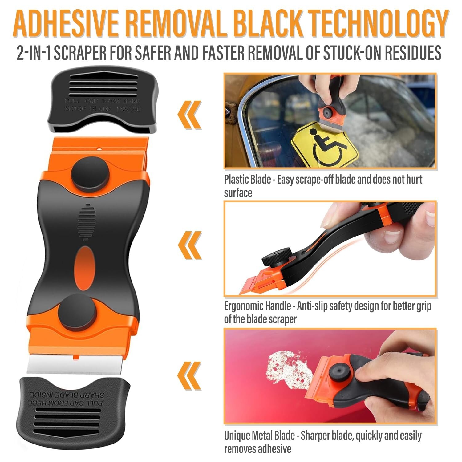 Dual-Ended Scraper & 3.3 fl.oz Adhesive Remover Spray – Safe for All Surfaces