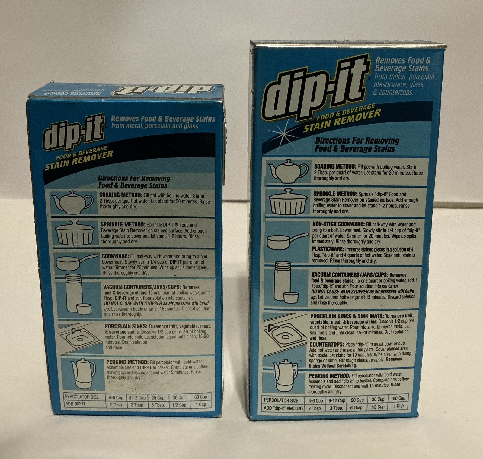 Dip-It Food & Beverage Stain Remover 2-5 oz Boxes Hard Powder Vintage