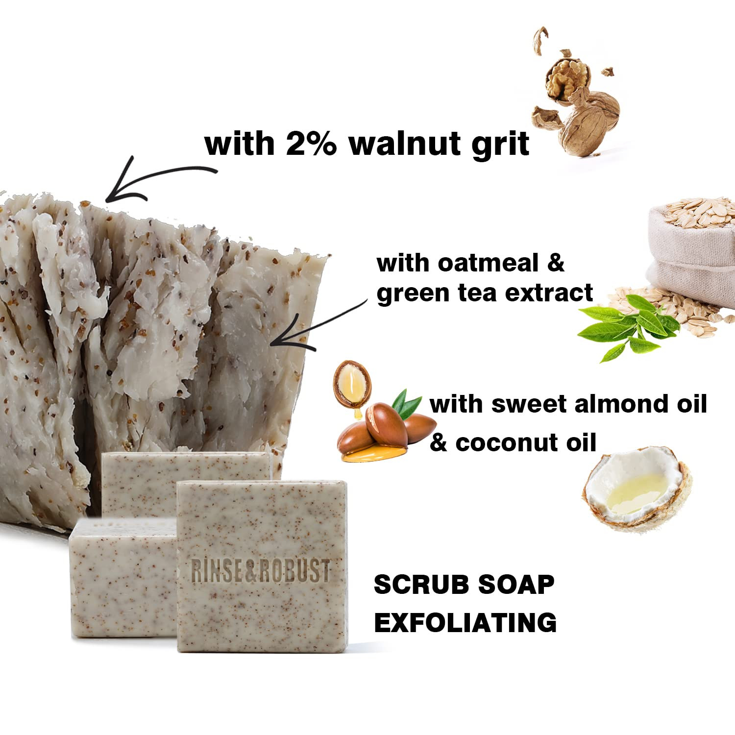 Rinse & Robust Mens Soap Bar Set 6Pcs Natural Handmade Cleansing Bar Soap Set Mo