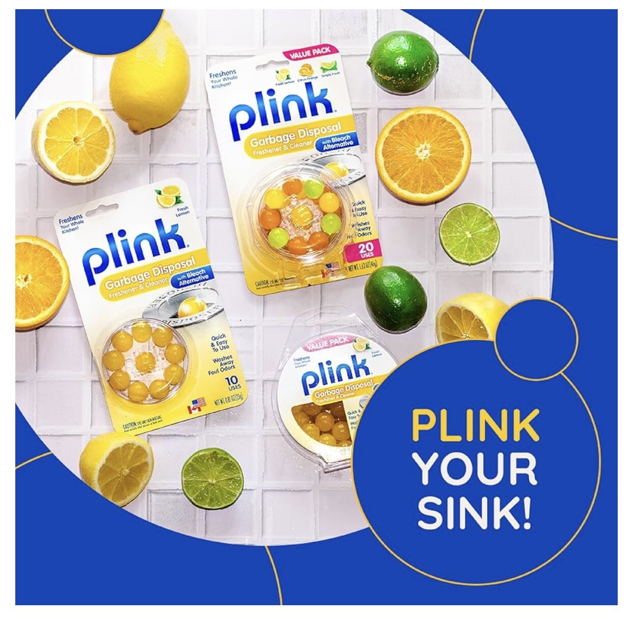 Plink Garbage Disposer Freshener and Cleaner Sink Disposal Odor Eliminator 80ct
