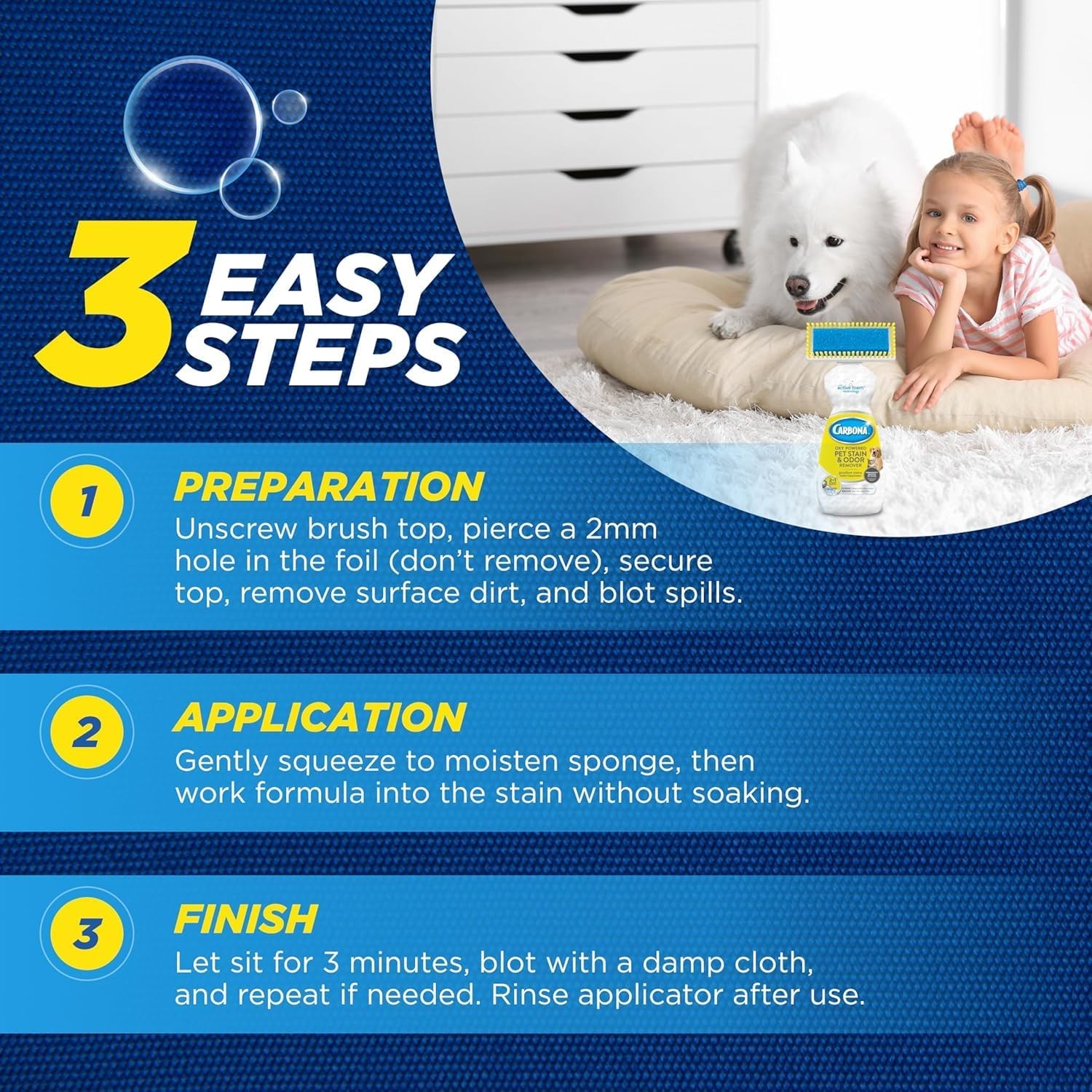 OxyPowered Carpet & Pet Pack Stain & Odor Remover 13.5oz & Foam Cleaner W/ Brush