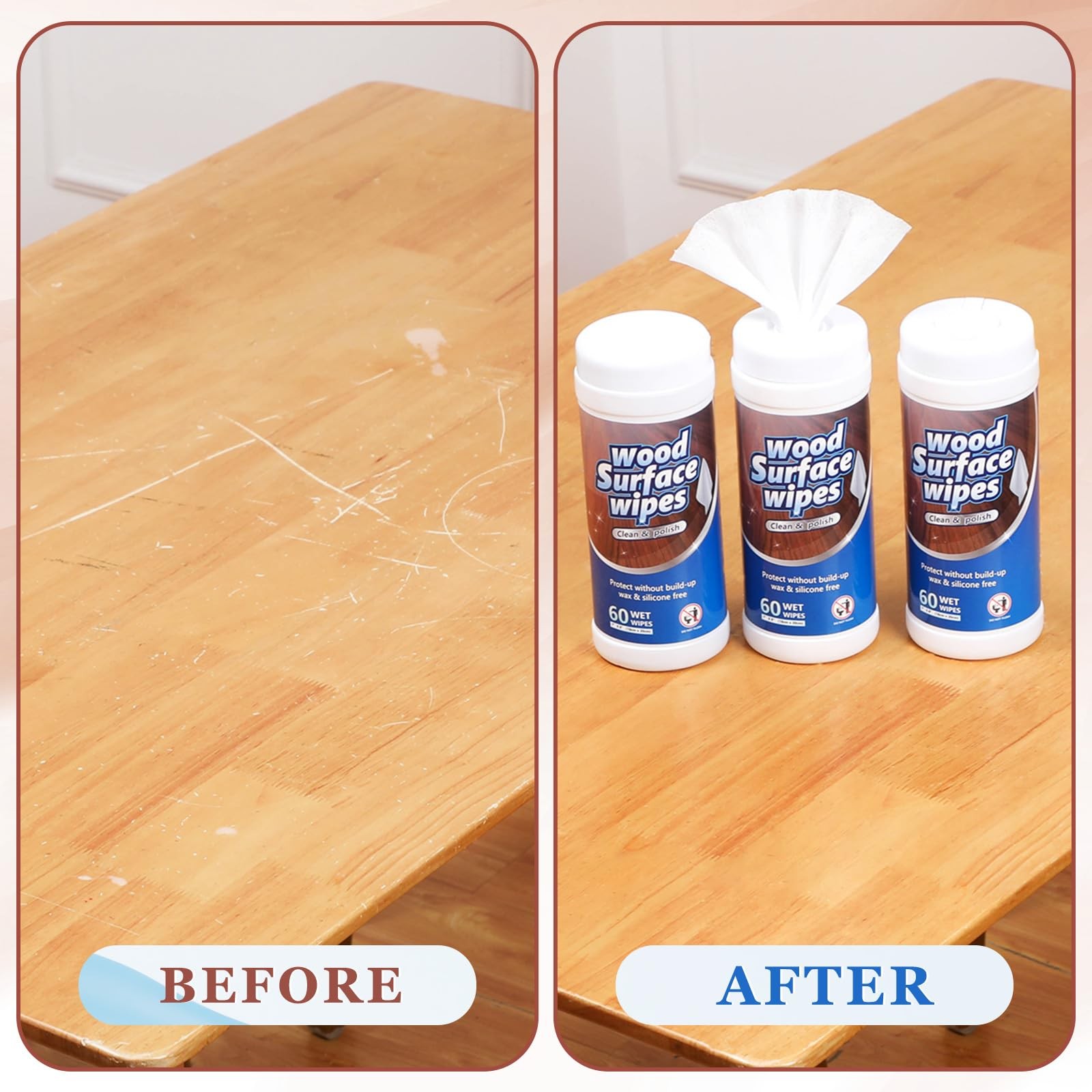 3 Pack 180 Count Wood Surfaces Wood Cleaner and Polish Furniture Floor Wet Ca…
