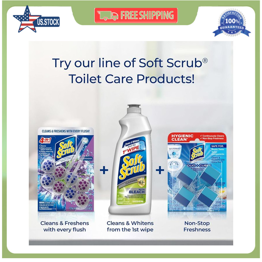 Soft Scrub 4-in-1 Rim Hanger Toilet Bowl Cleaner, Lavender, 2 Count