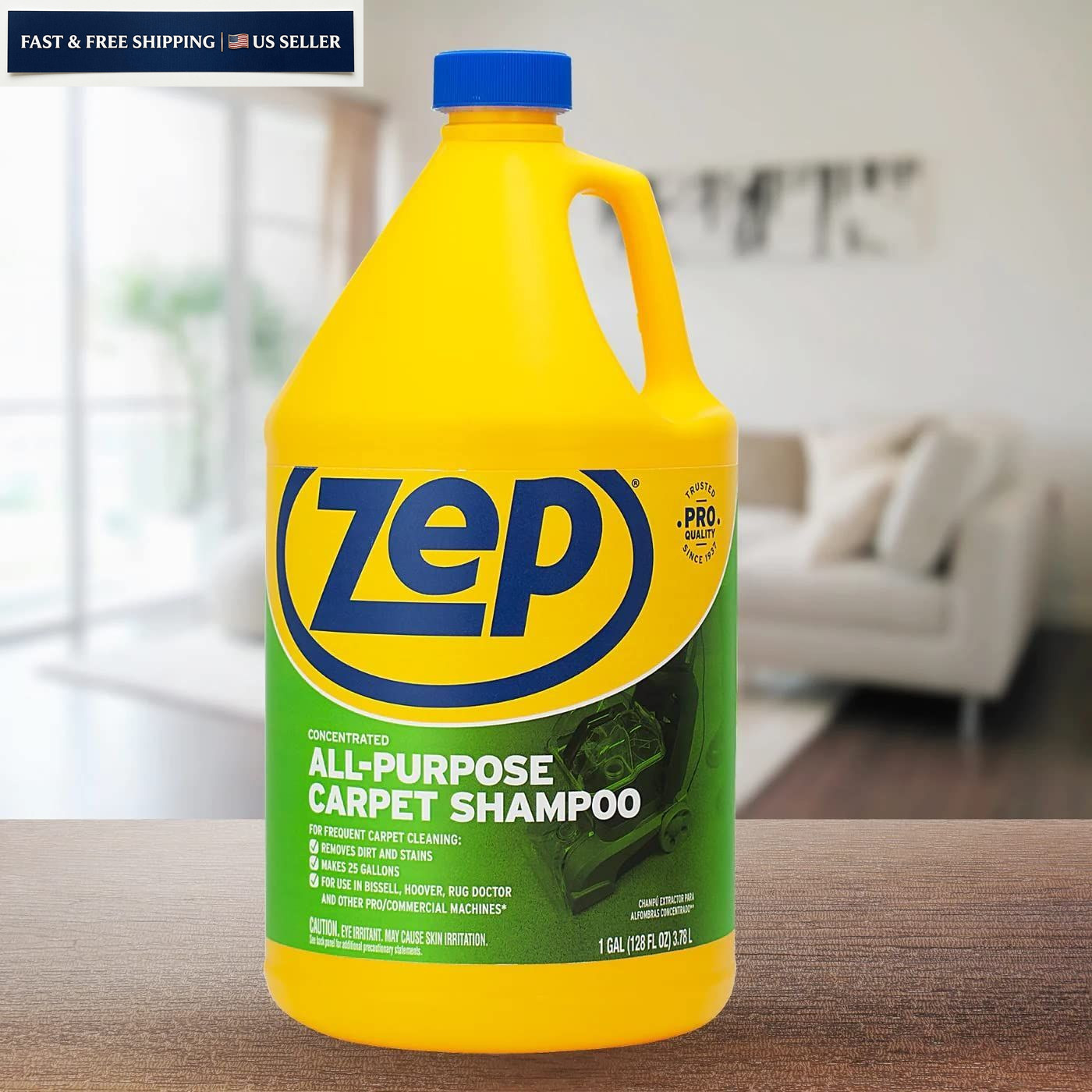 Zep All-Purpose Carpet Shampoo Concentrate 128 Fl Oz (Pack of 1), Blue