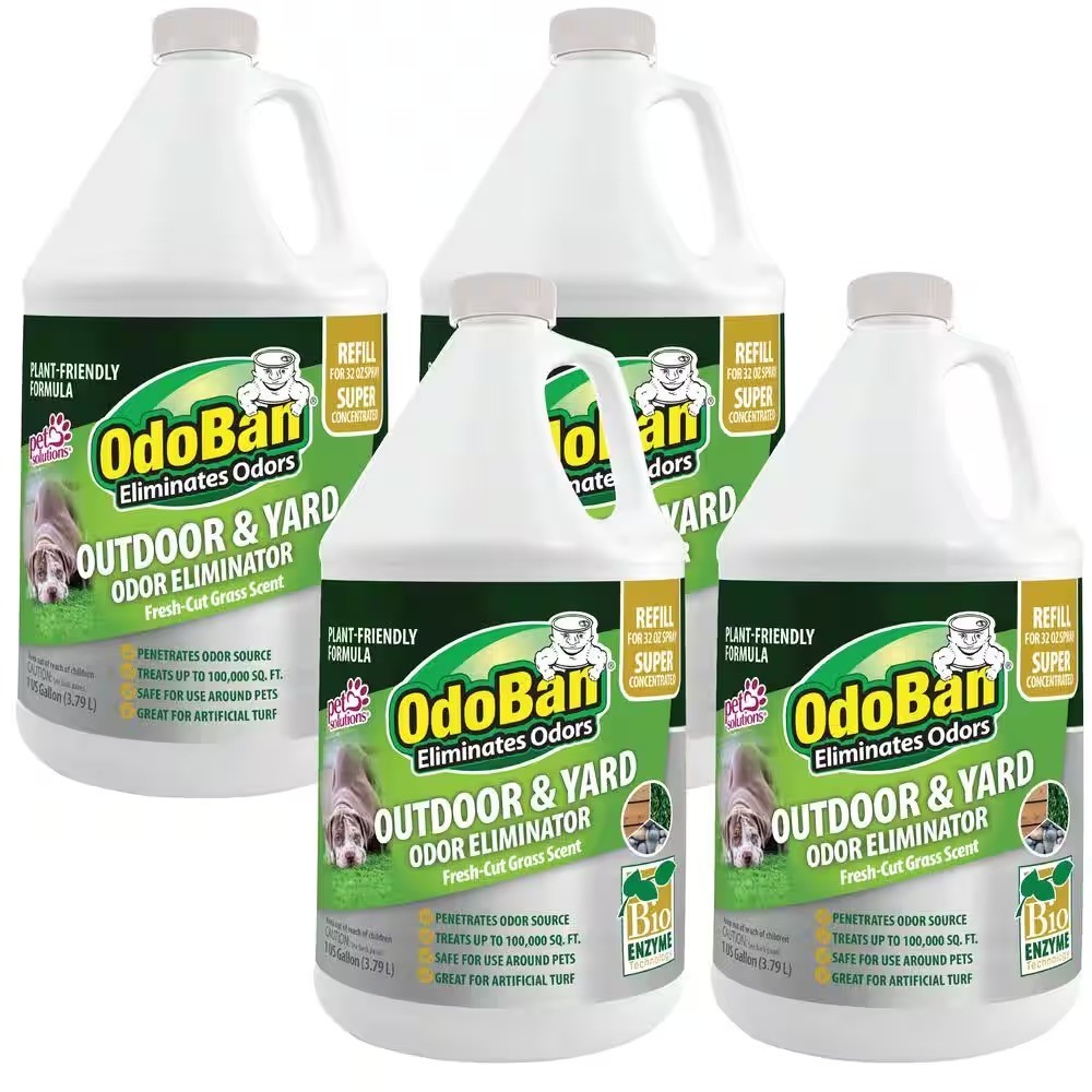 OdoBan 1 Gal Outdoor and Yard deodorizer, remove Odor Eliminator Refill (4 Pack)