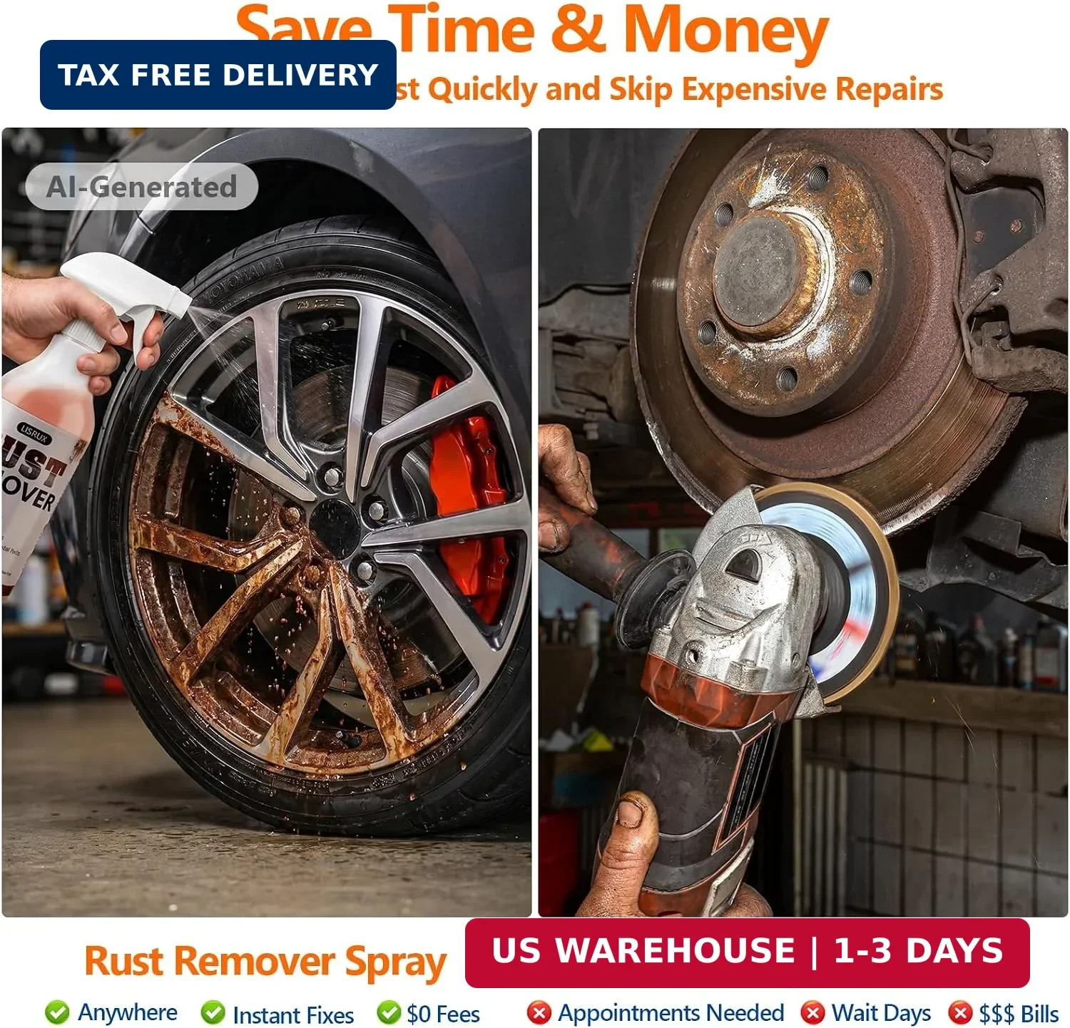 Rust Remover Spray for Metal, 17 fl oz, Upgraded Metal Cleaner, Highly Concentra