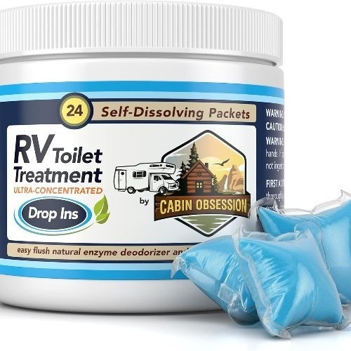 RV Toilet Treatment Drop Ins – 24 Easy Flush Self-Dissolving RV Black Tank Treat
