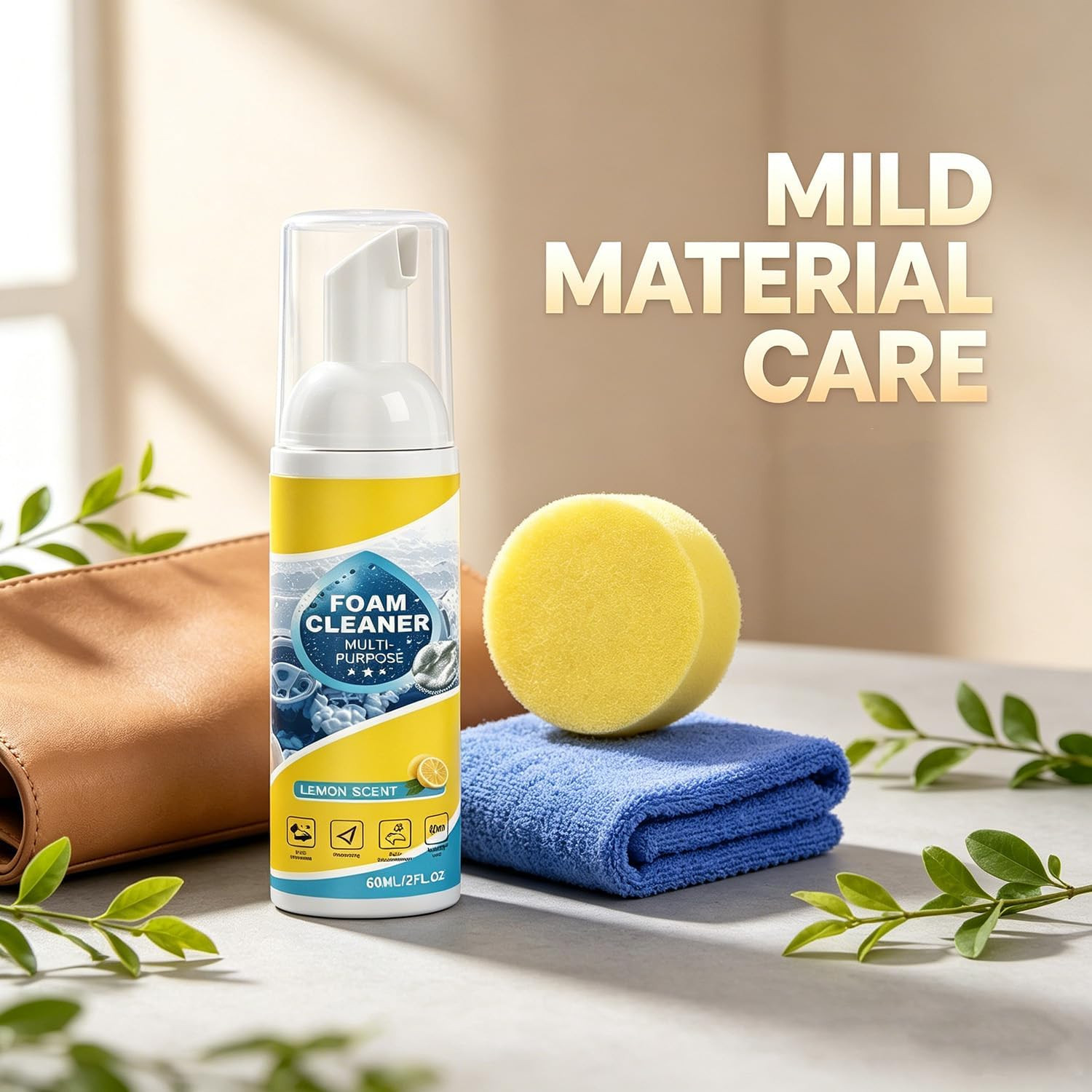4-In-1 Multi-Enzyme Foam Cleaner, Multipurpose Car Interior Foam Cleaners for Ca