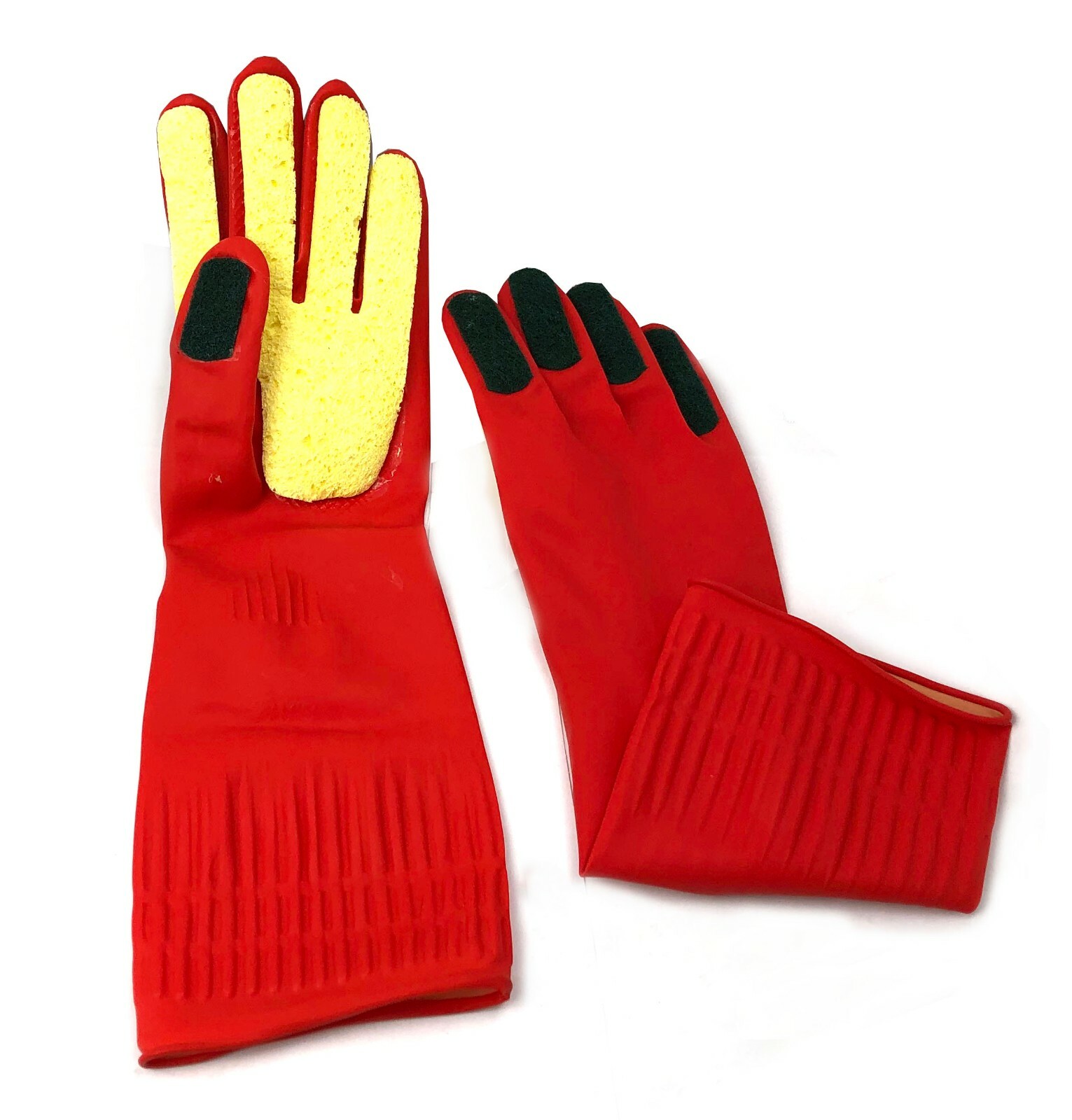 2 Pairs Kitchen Dishwashing Glove Rubber Cleaning Magic Glove with Sponges