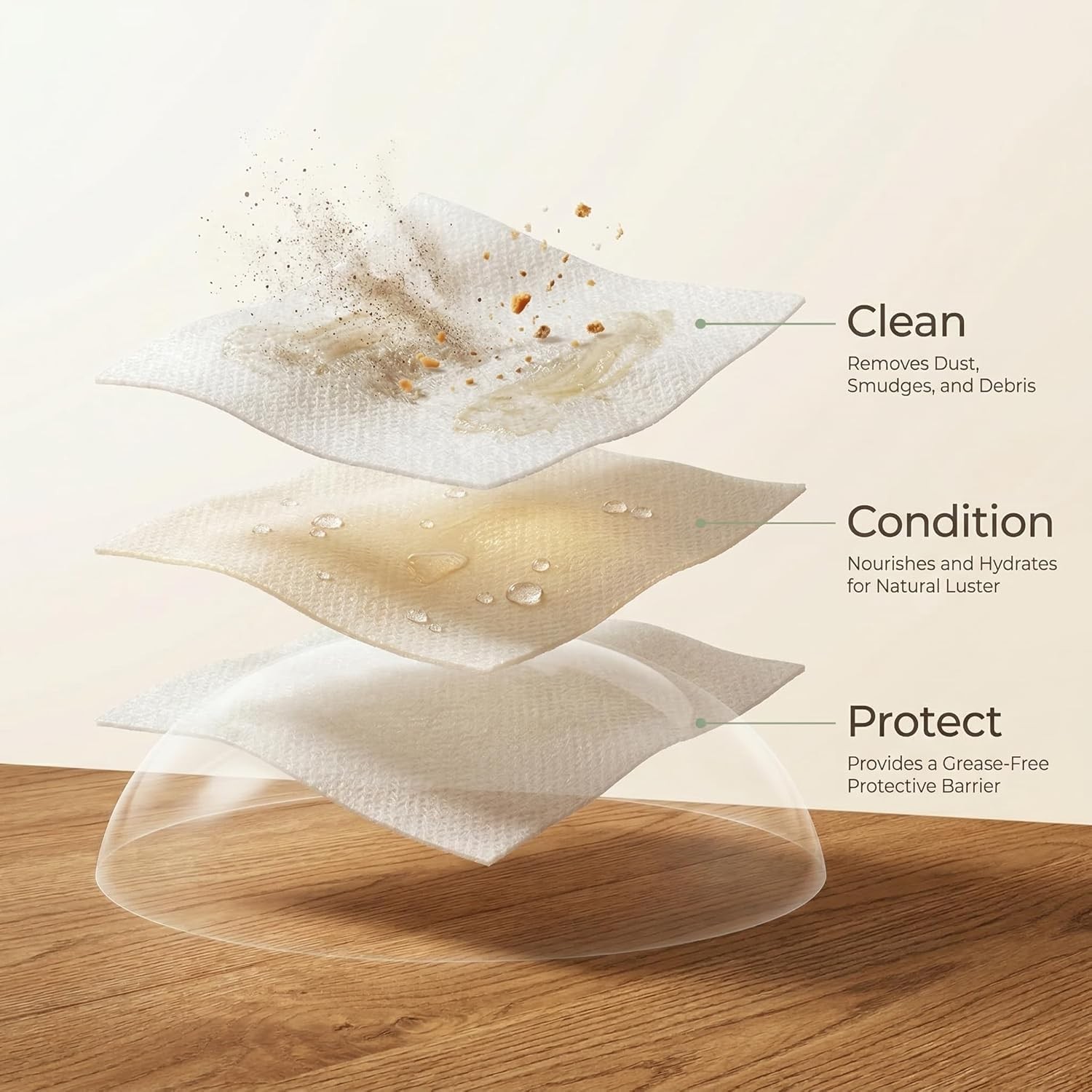 Wood Cleaning Wipes 90 Ct, Clean Polish Condition Wet Cleaner Wipes for Woode…