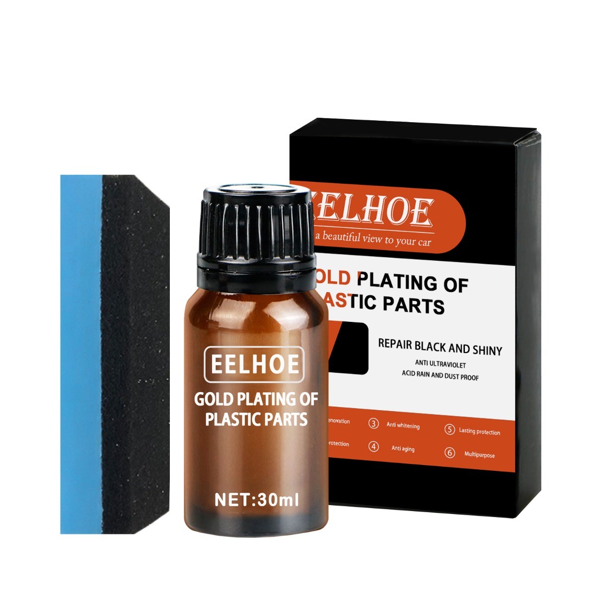 Car Plastic Coating Kit 30ml, Dashboard Interior Restorer & Polish Sealant