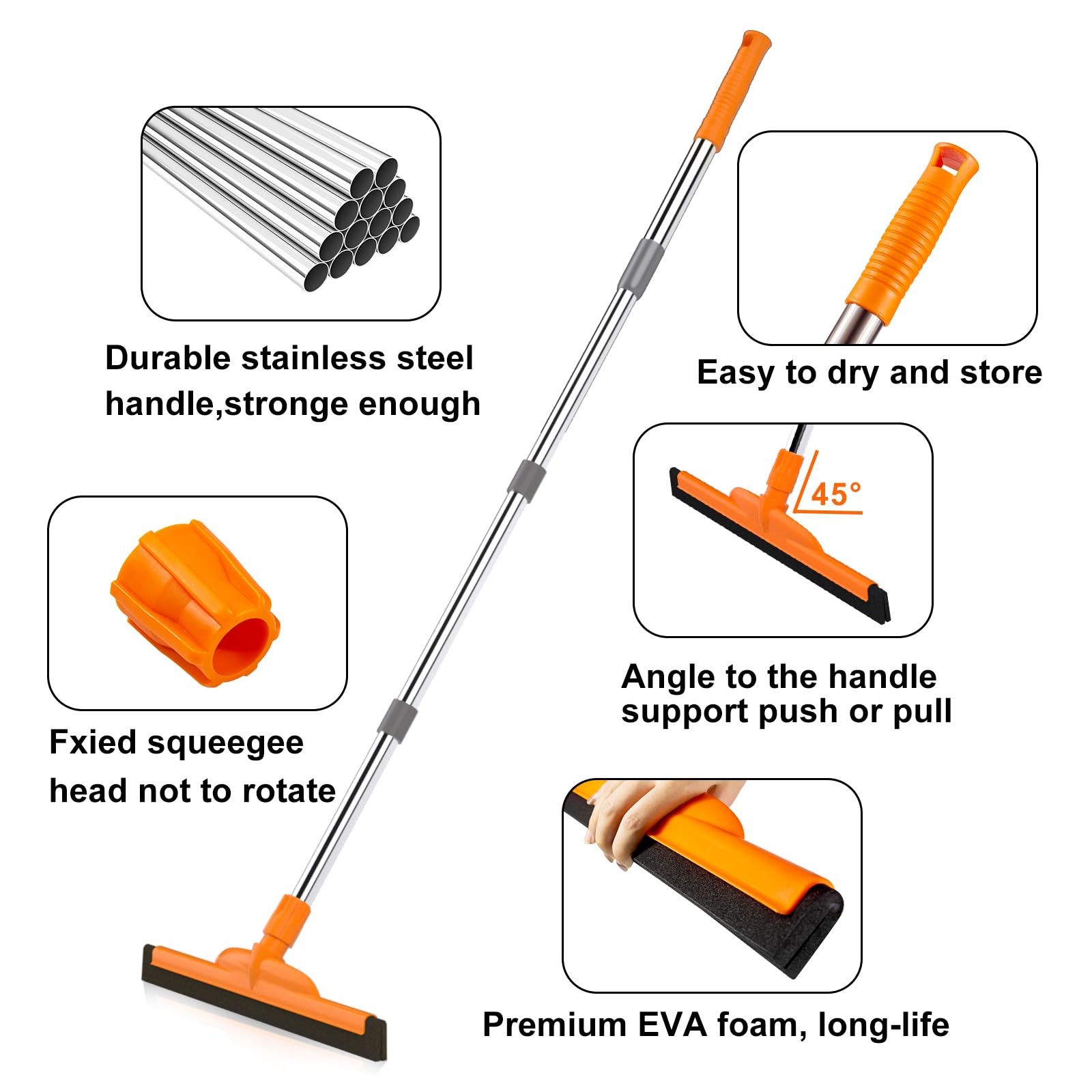 Floor Squeegee 62 Inch Adjustable EVA Foam Blade Concrete Garage Patio